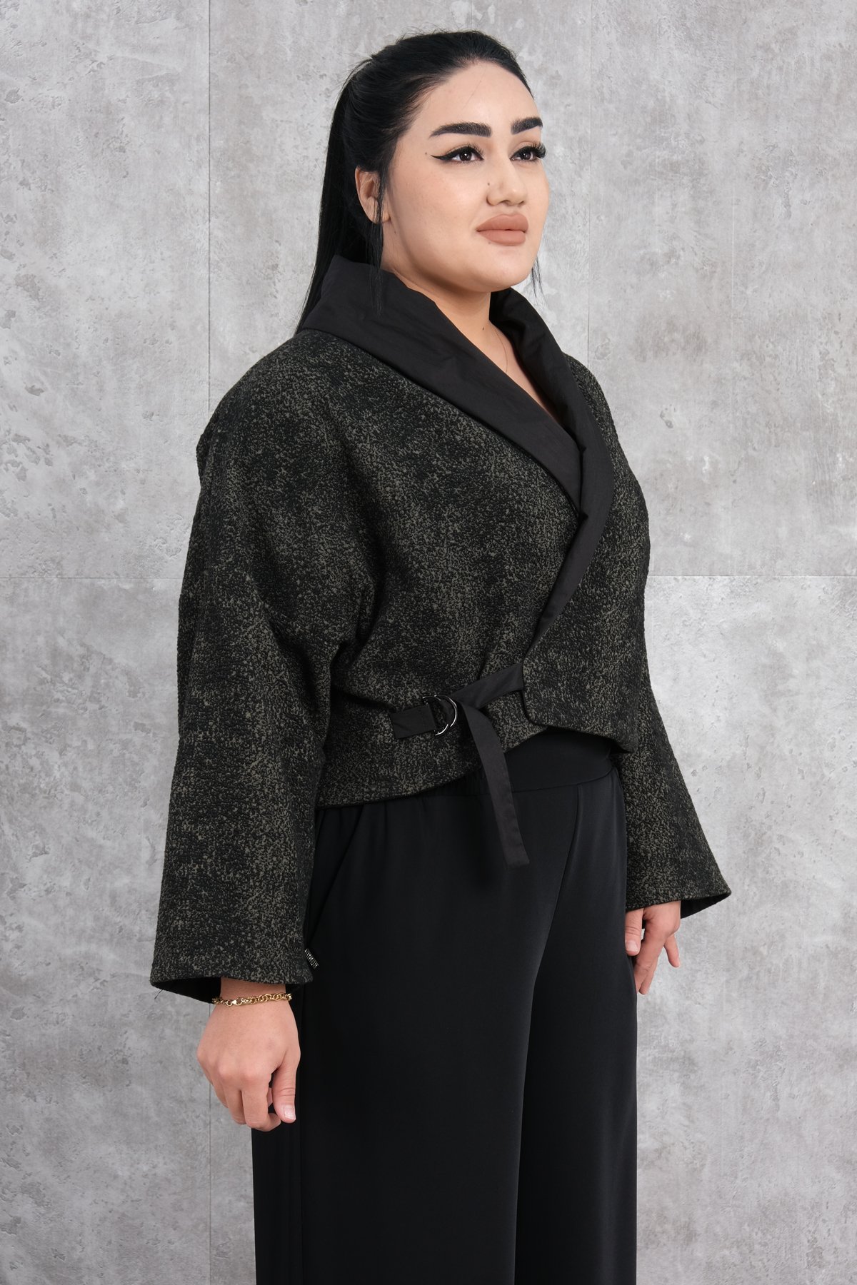 Plus Size Jacket-Khaki