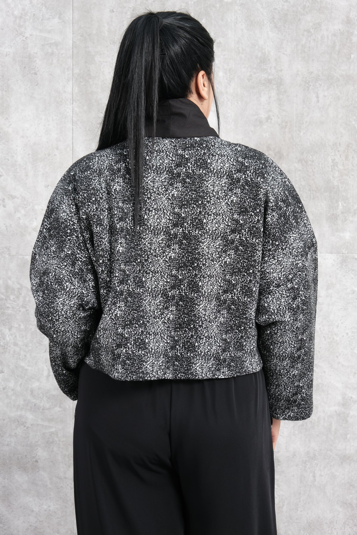 Plus Size Jacket-Black-White