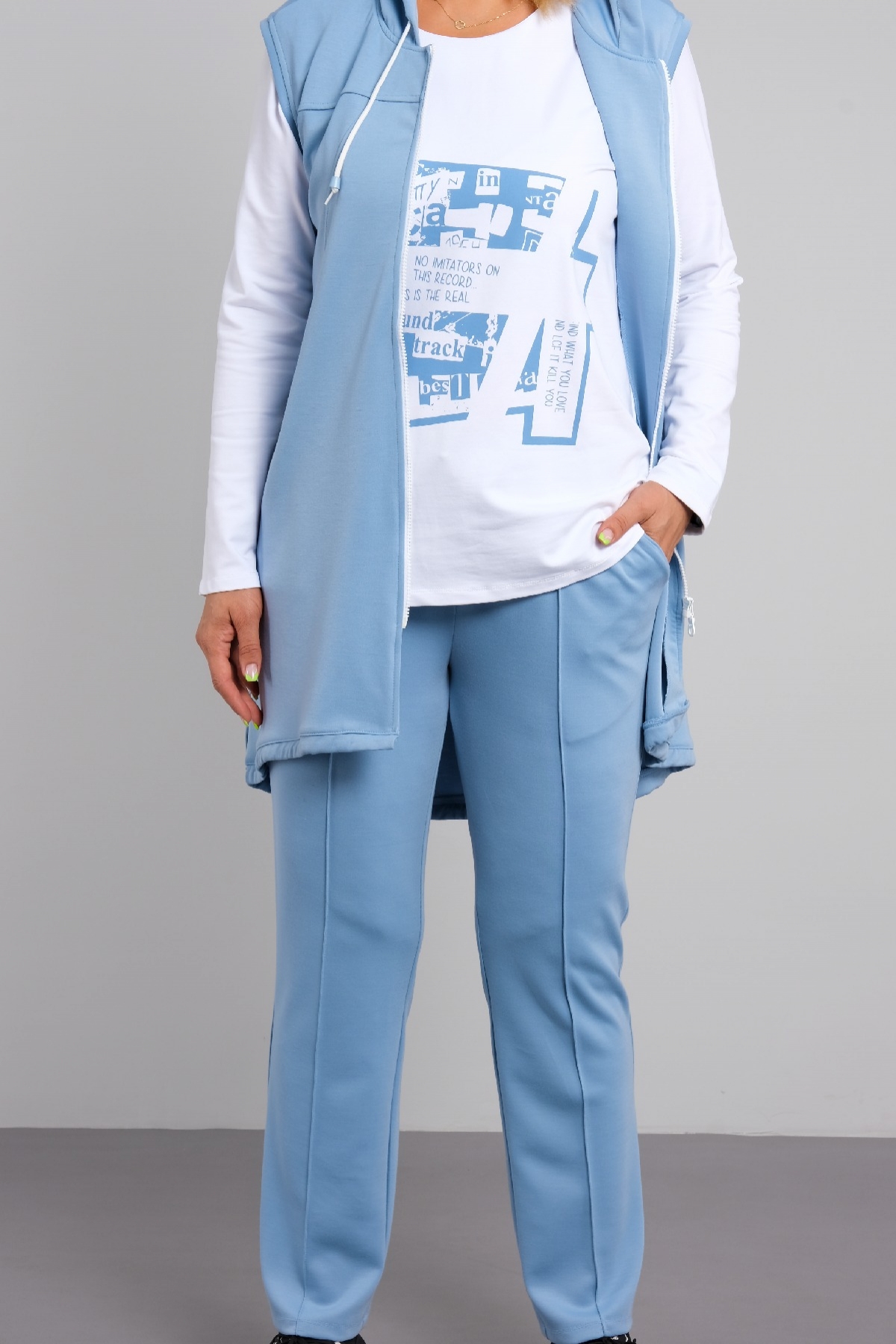 Women's 3 Piece Suits-Blue