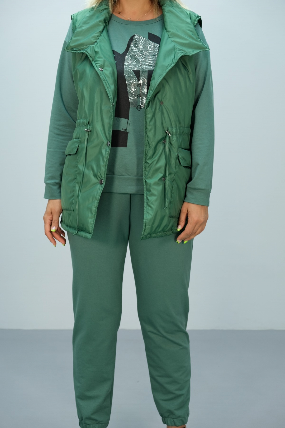 Women's 3 Piece Suits-Green