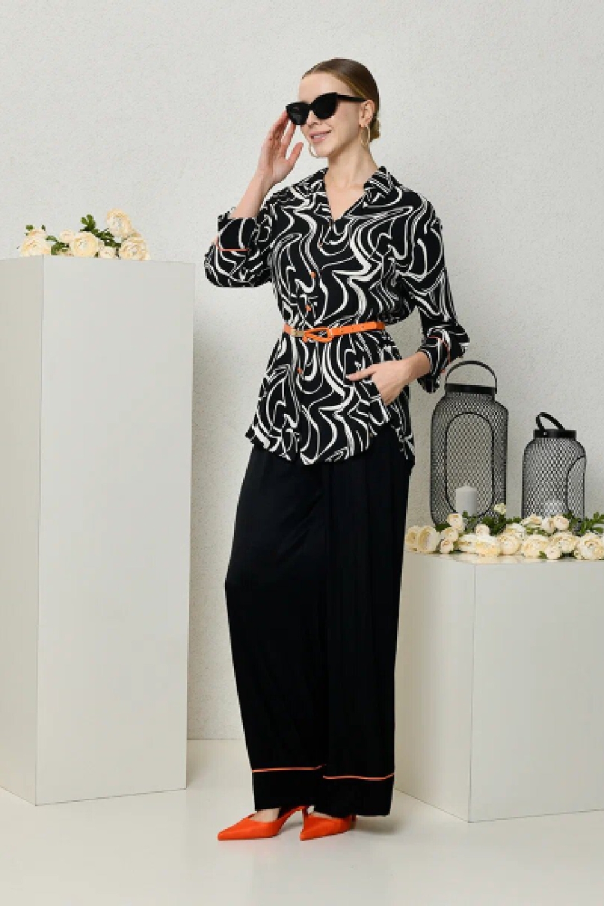 Pants and Blouse-Black