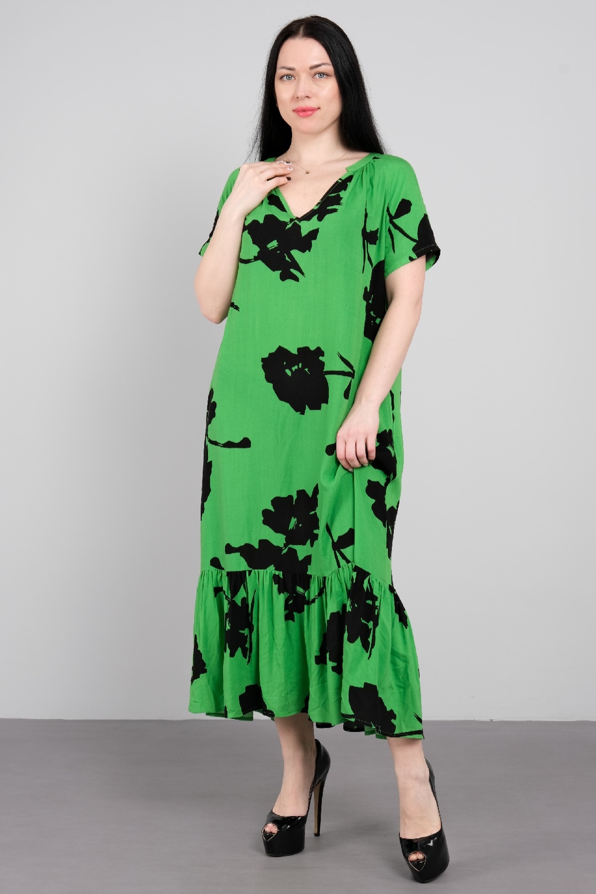 Casual Dresses-GREEN - BLACK