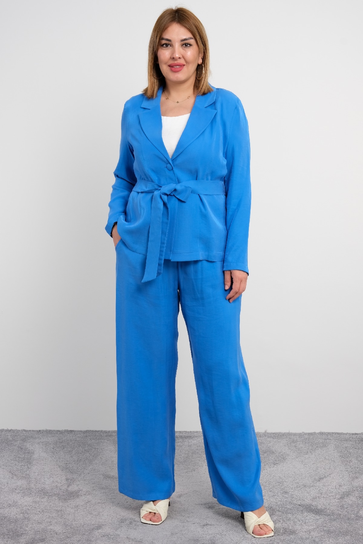 Women's 3 Piece Suits-Bright Blue