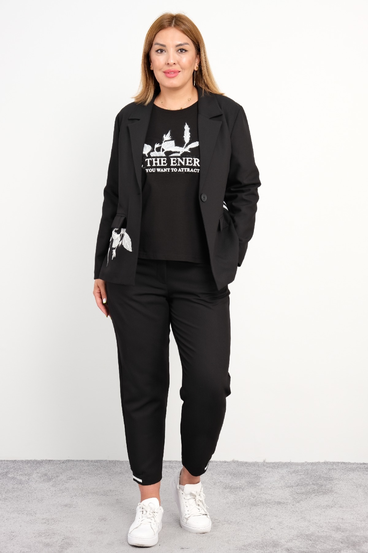 Women's 3 Piece Suits-Black