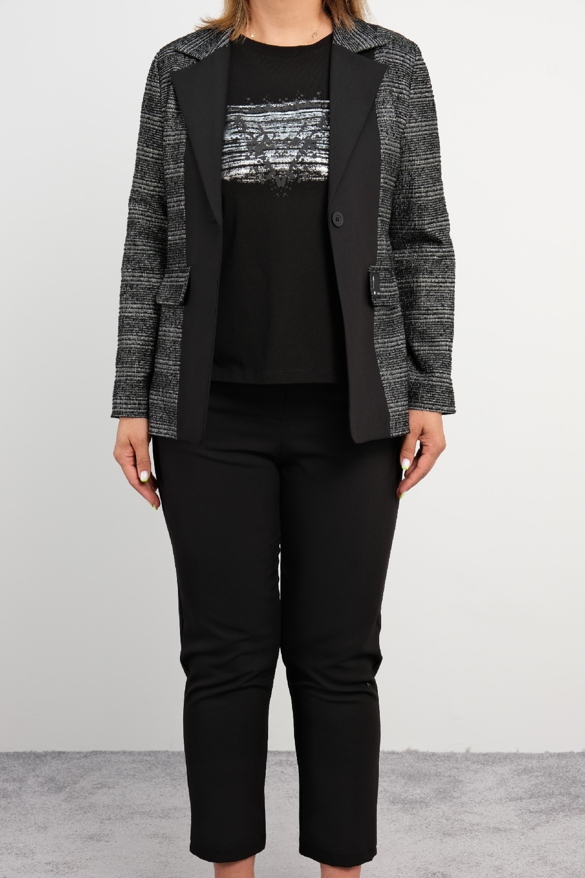 Women's 3 Piece Suits-Black