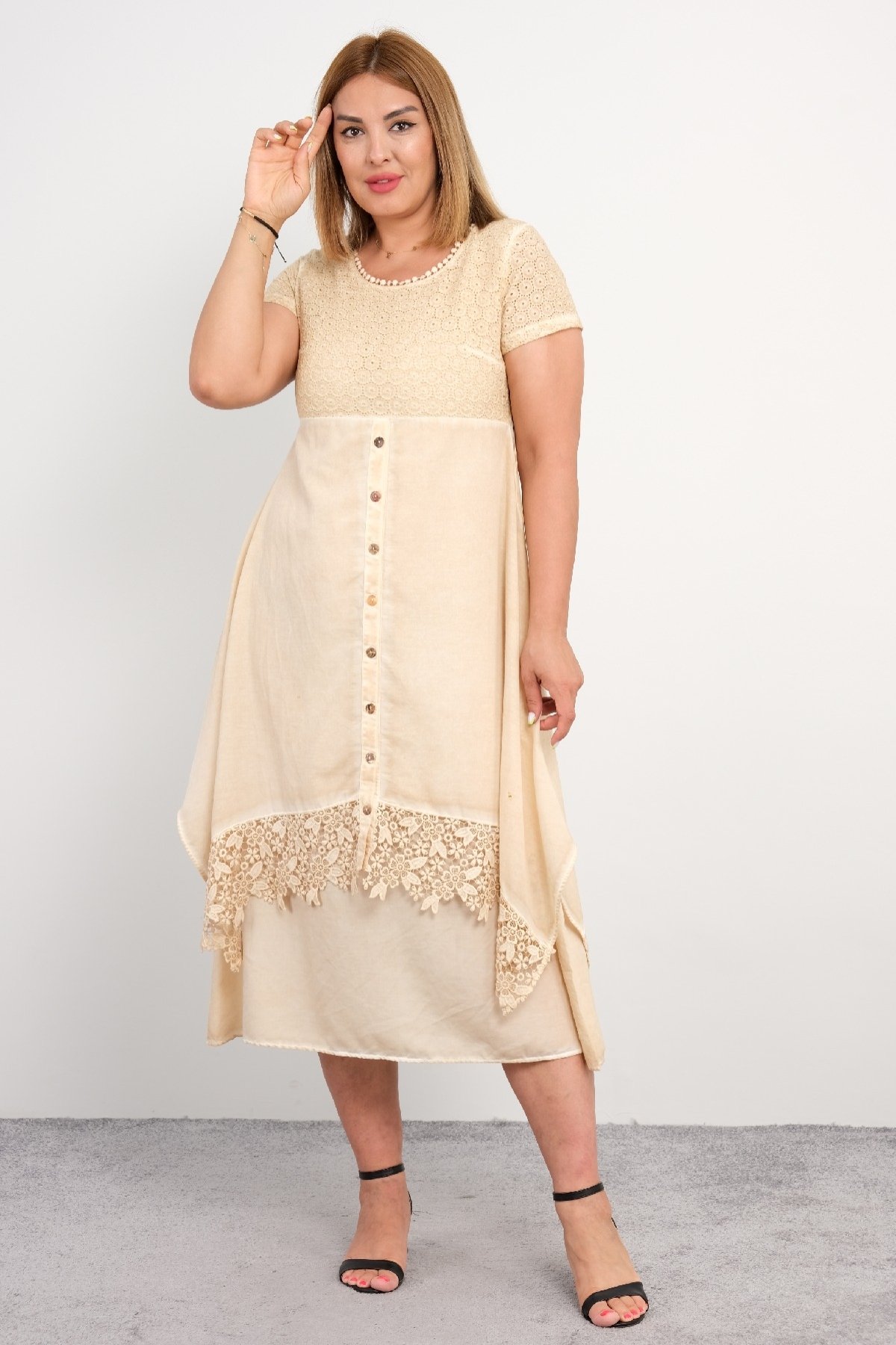 Casual Dresses-Beige