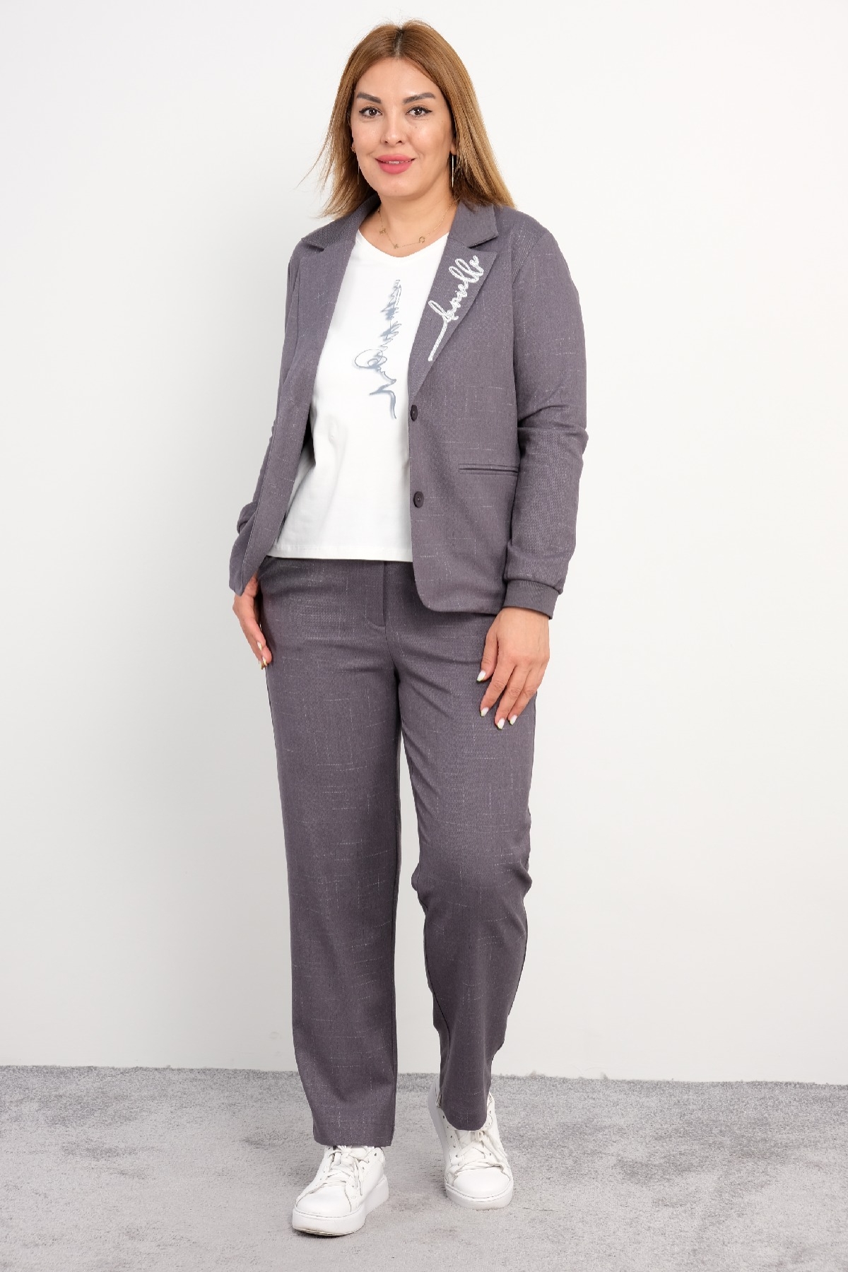 Women's 3 Piece Suits-Grey