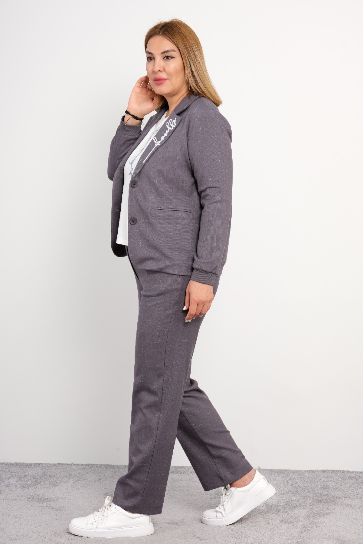 Women's 3 Piece Suits-Grey