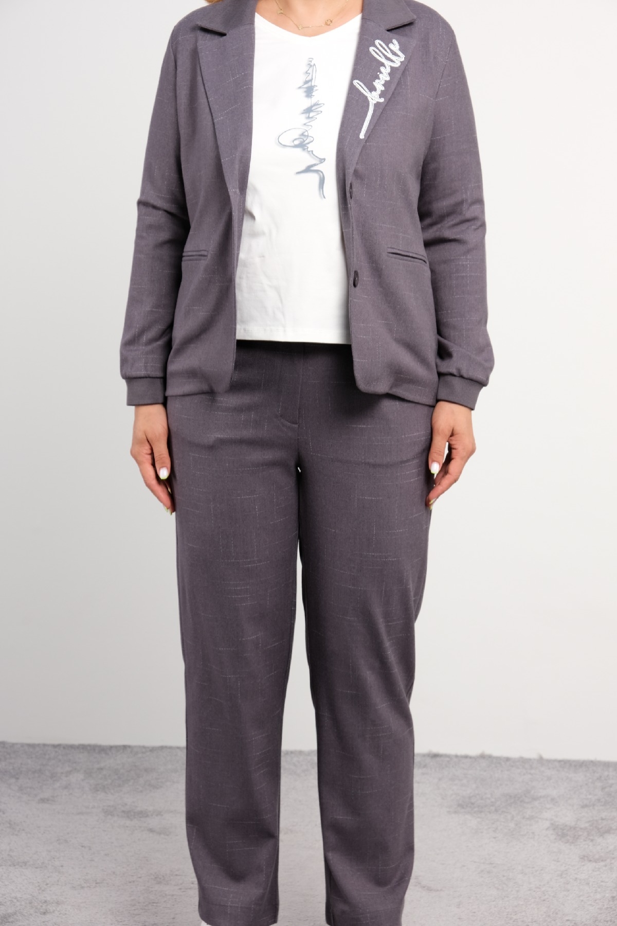 Women's 3 Piece Suits-Grey