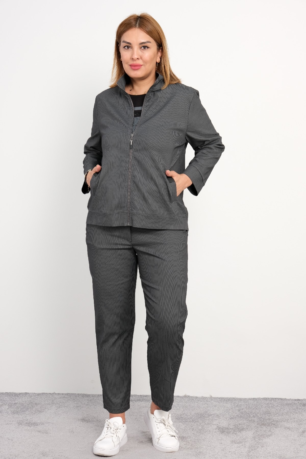 Women's 3 Piece Suits-Grey