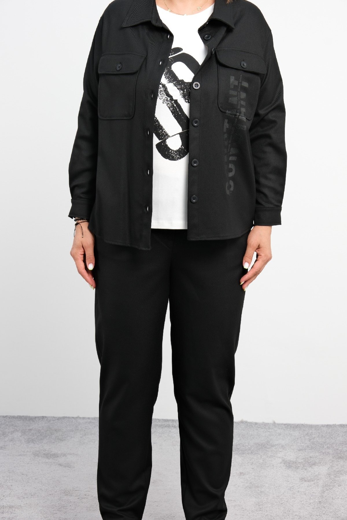Women's 3 Piece Suits-Black