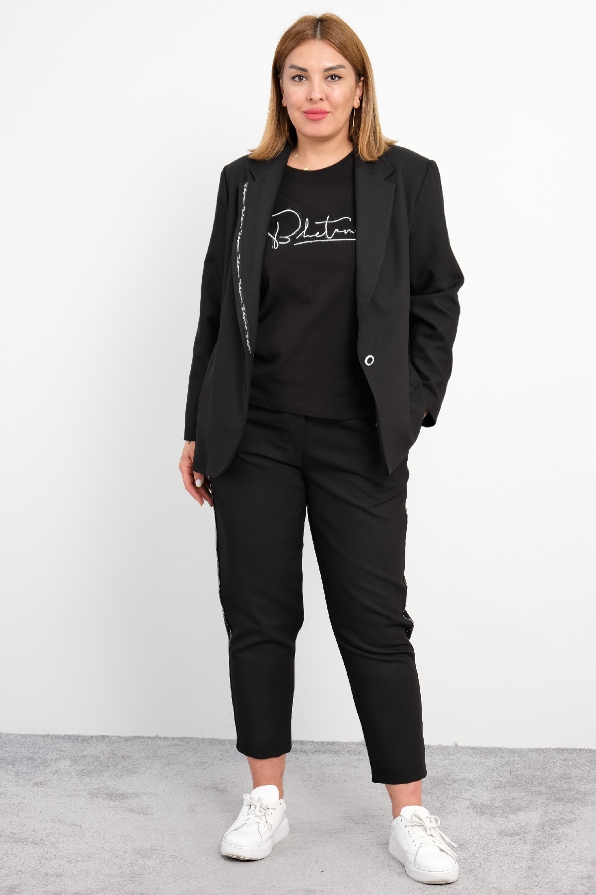 Women's 3 Piece Suits-Black