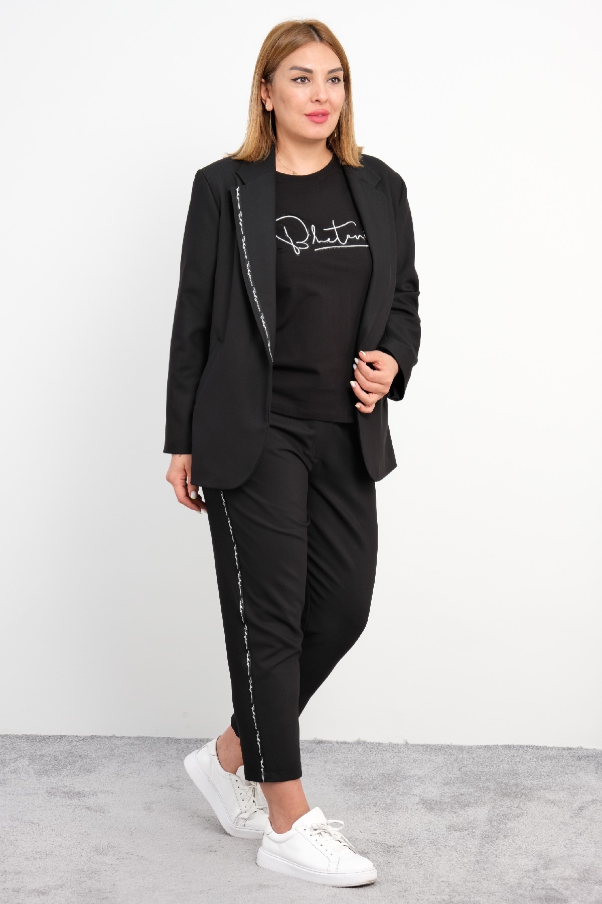 Women's 3 Piece Suits-Black