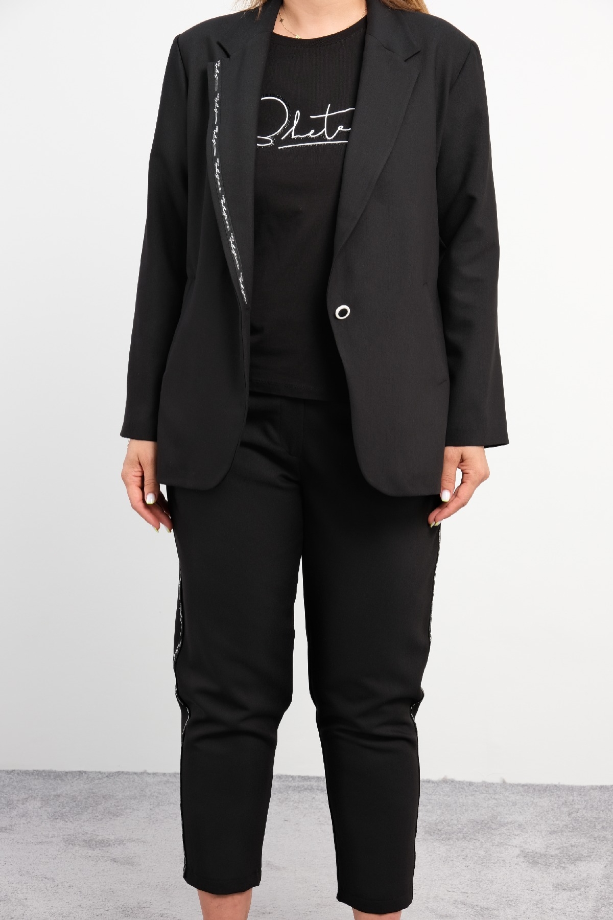 Women's 3 Piece Suits-Black