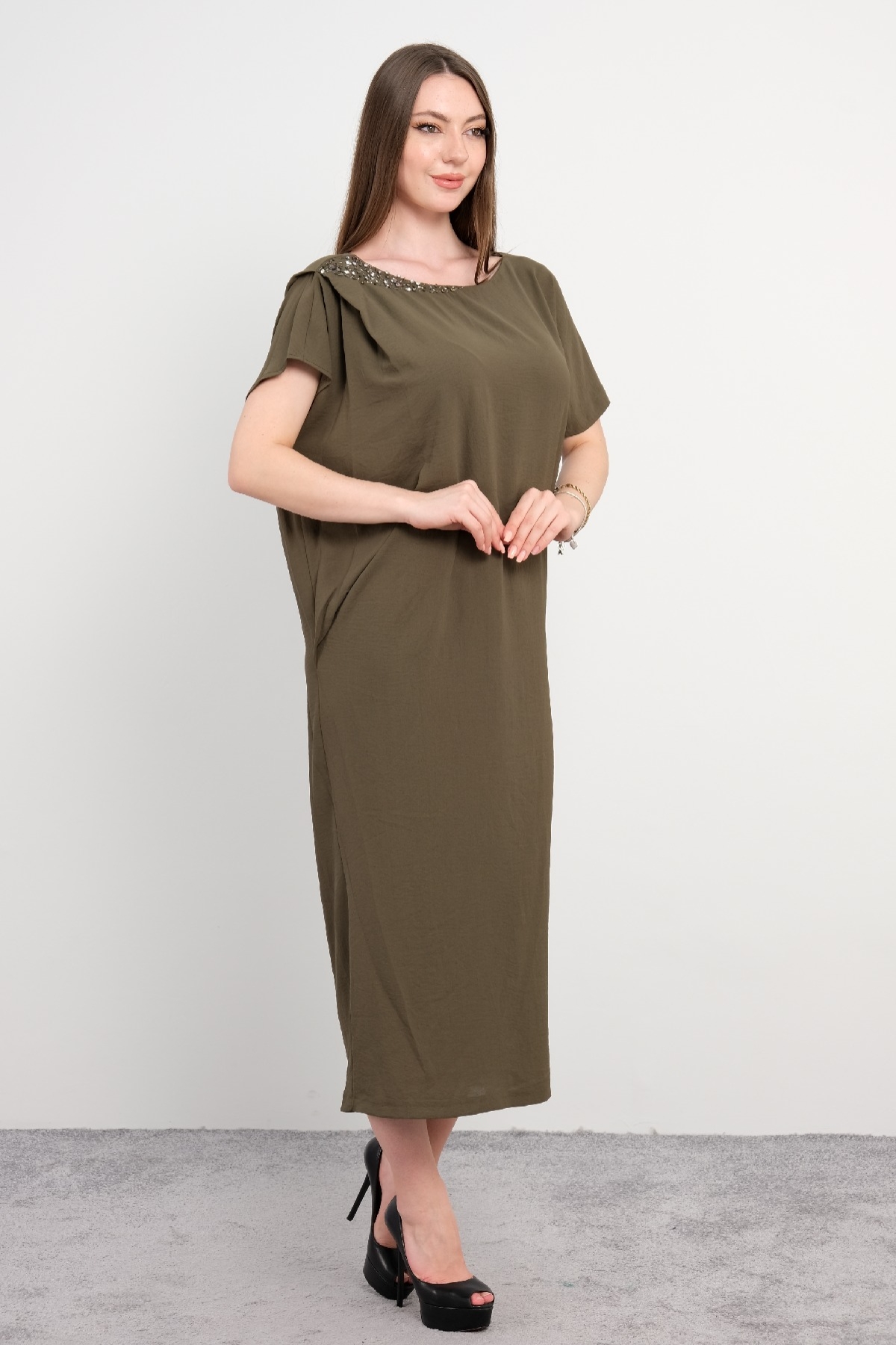 Casual Dresses-Khaki