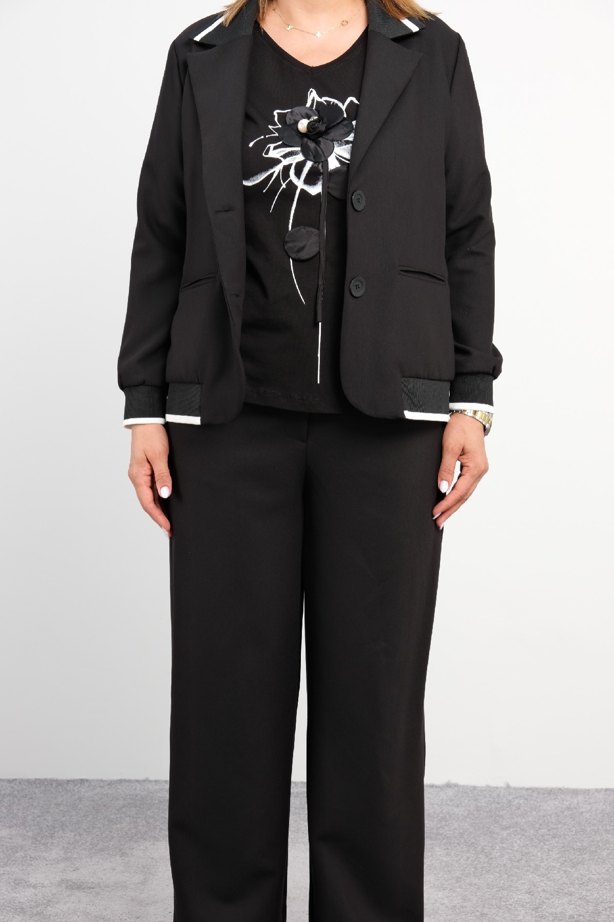 Women's 3 Piece Suits-Black