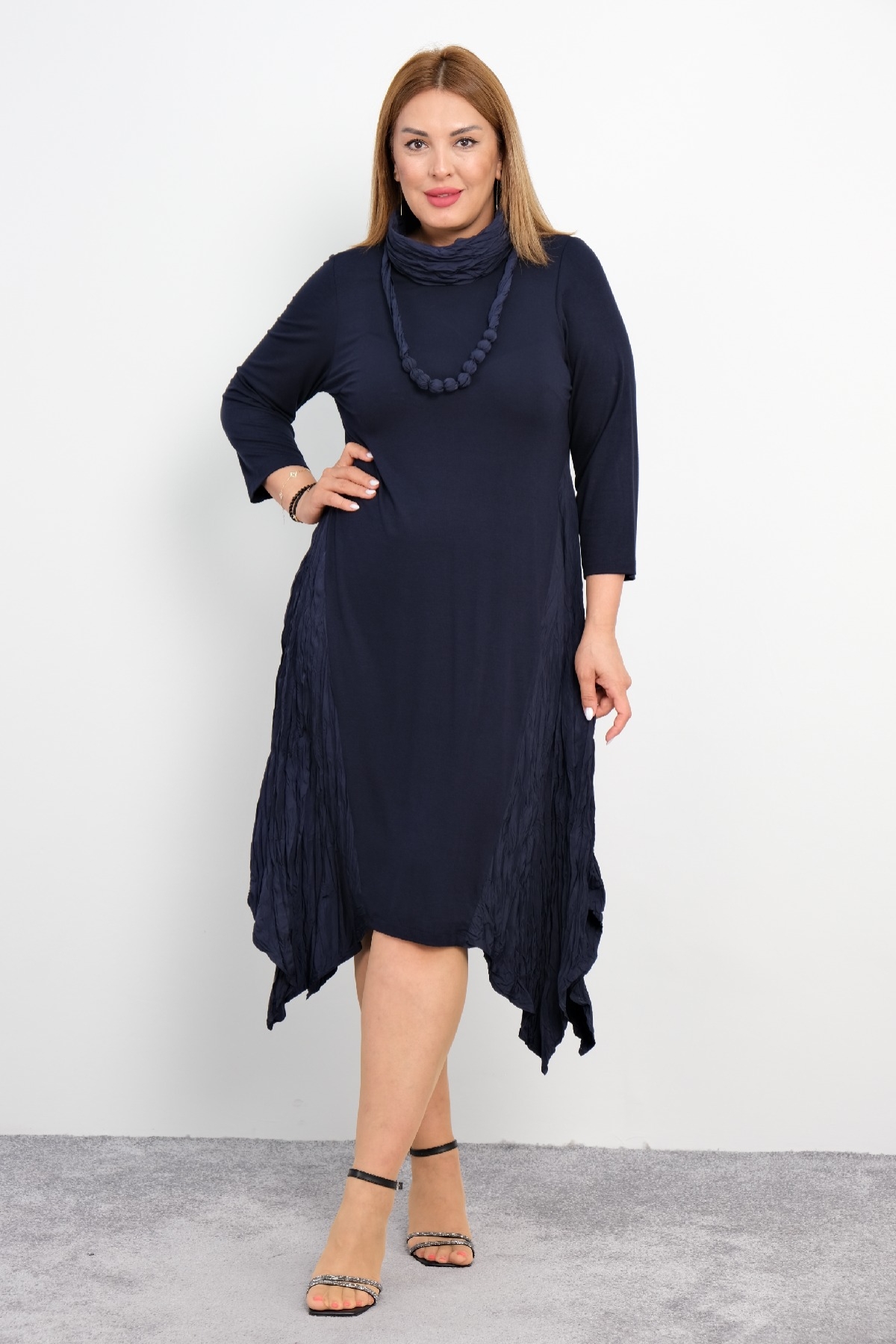 Plus Size Long Dress-Dark Blue