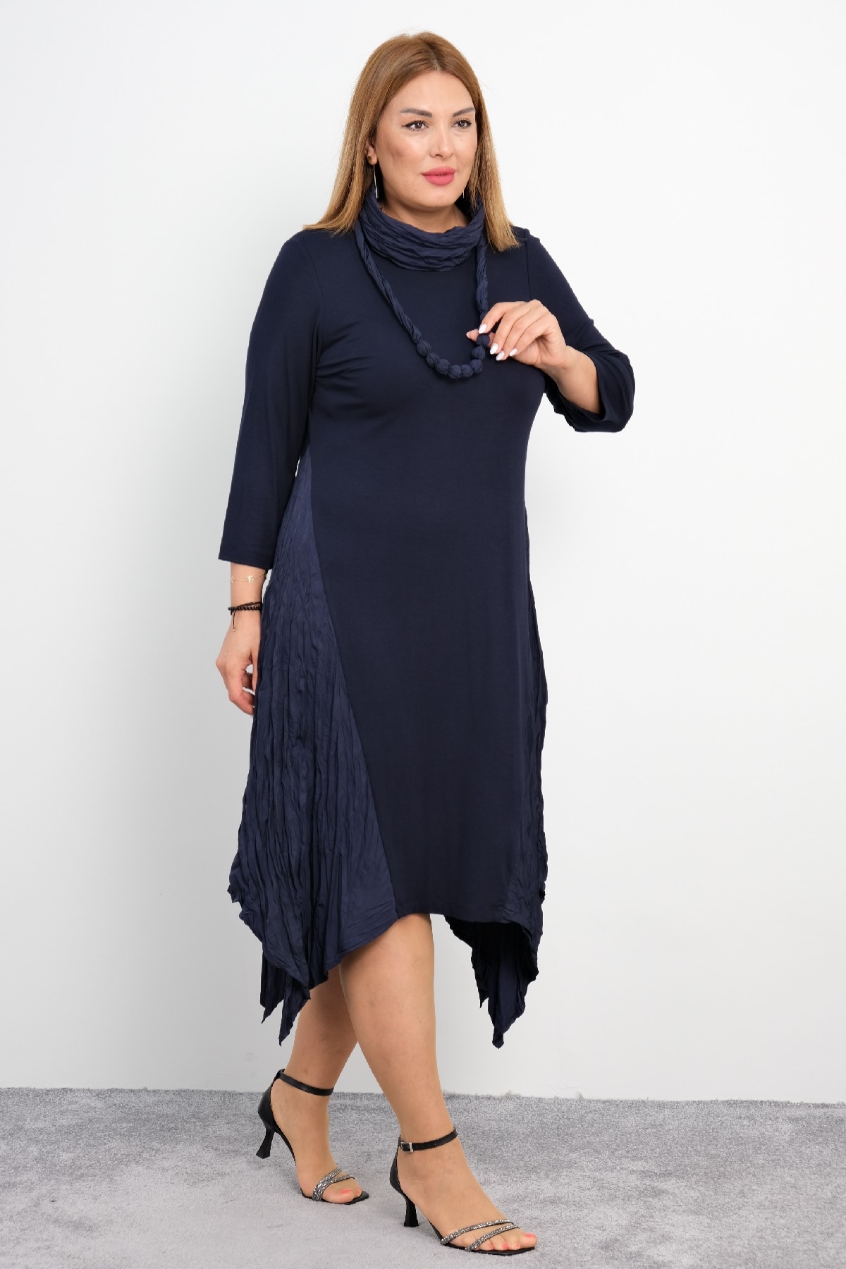 Plus Size Long Dress-Dark Blue