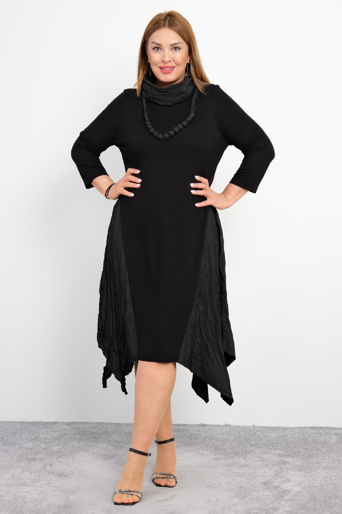 Plus Size Long Dress-Black