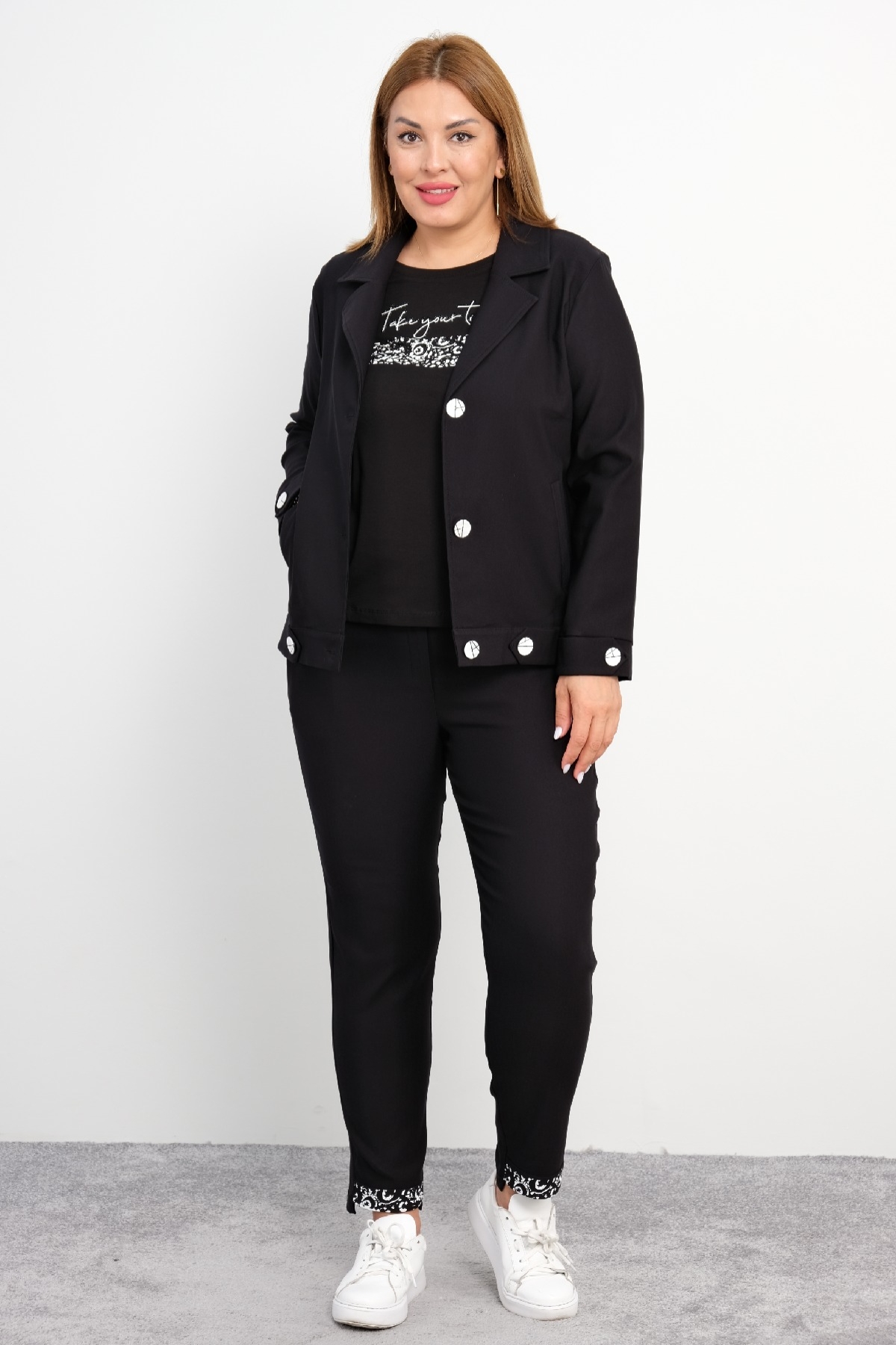 Plus Size Three-Piece Set-Black