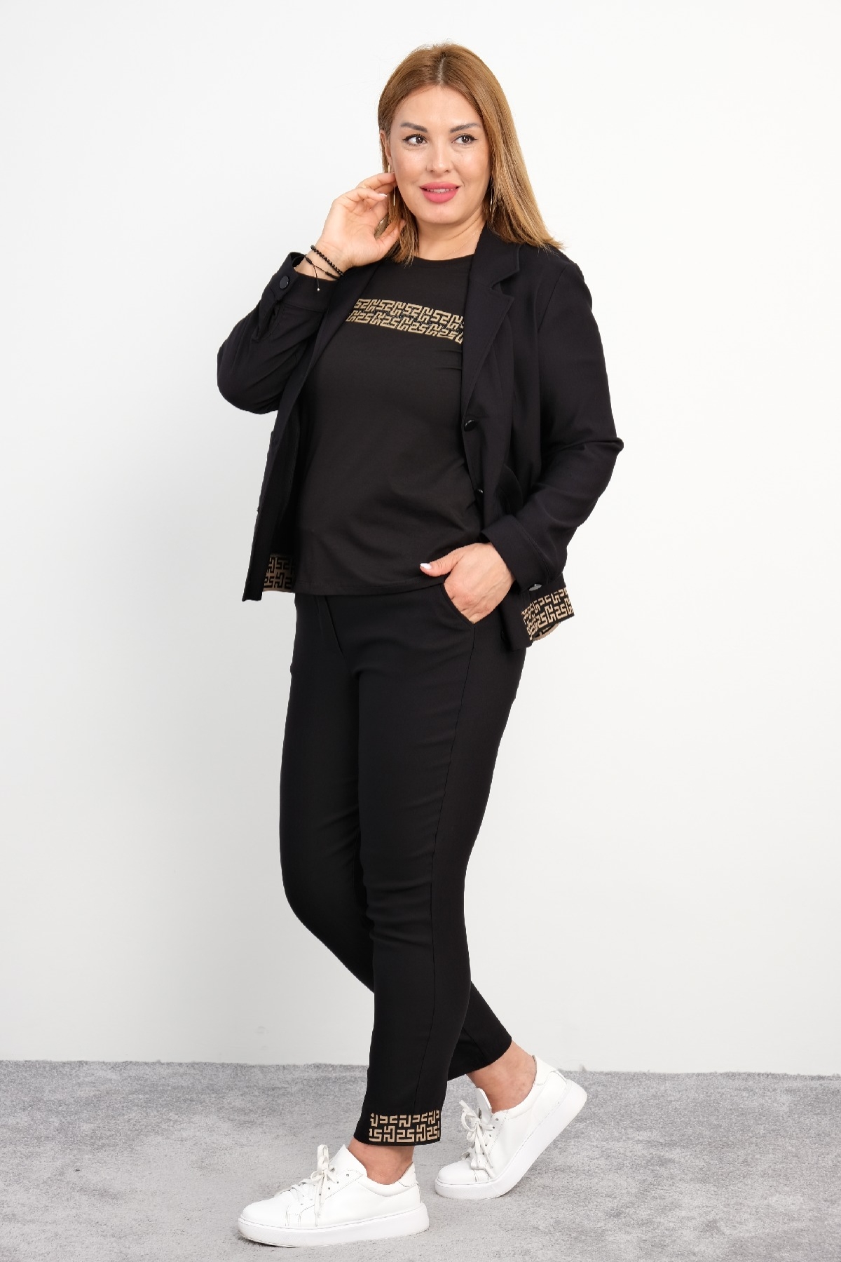 Plus Size Three-Piece Set-Black