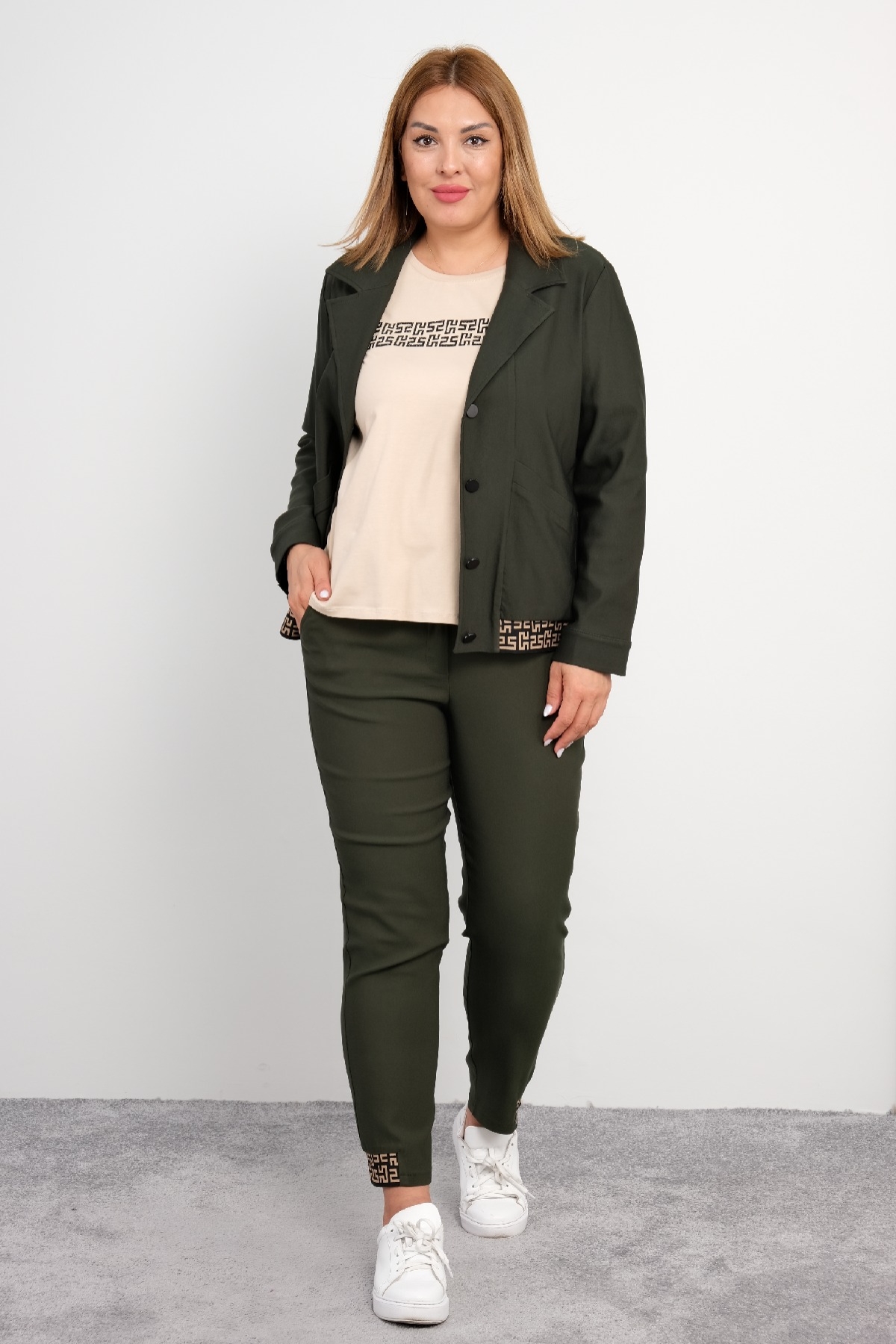 Plus Size Three-Piece Set-Khaki