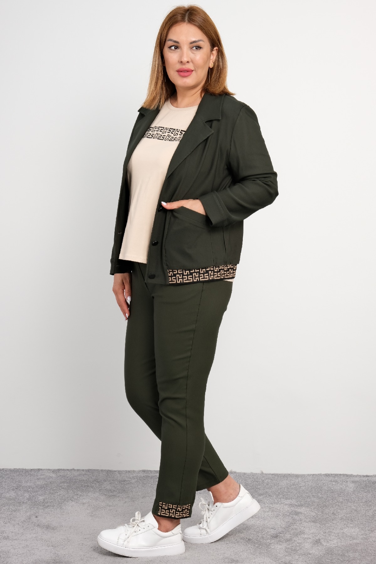 Plus Size Three-Piece Set-Khaki