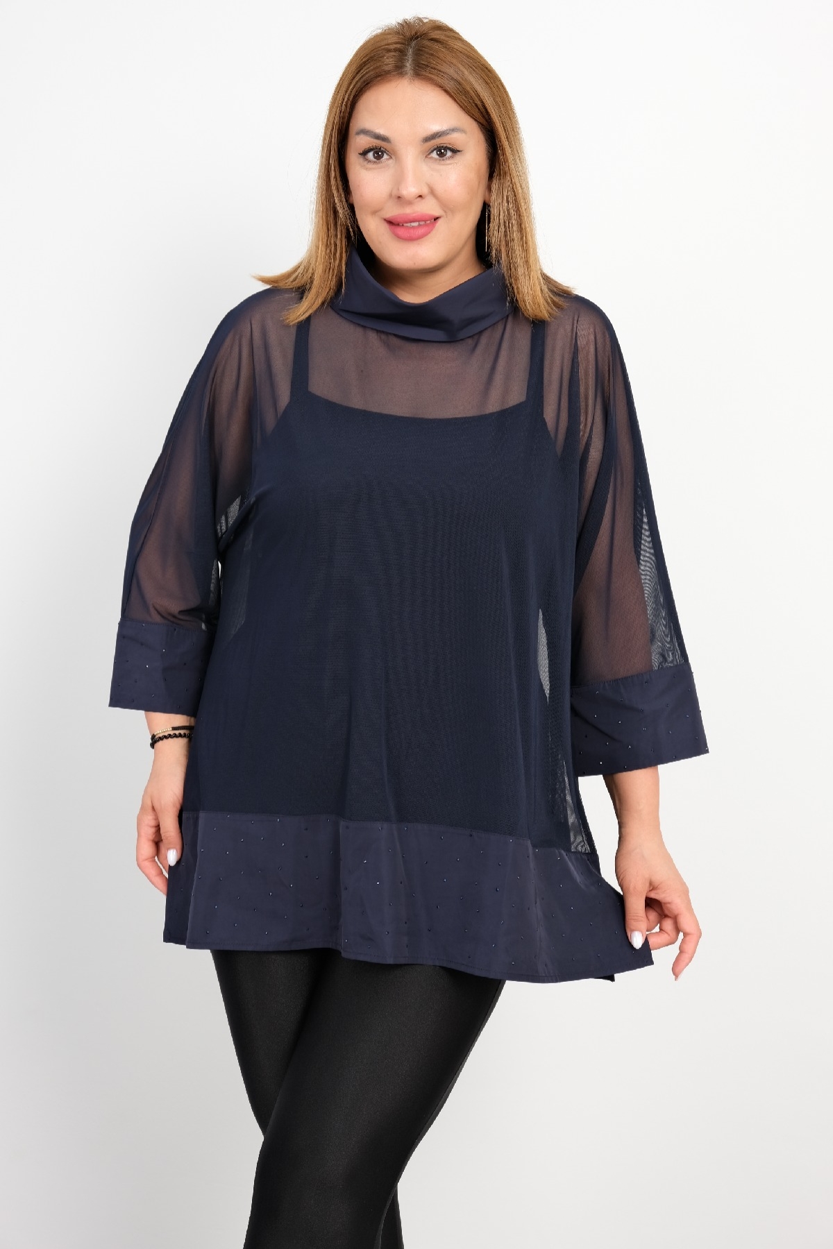 Plus Size Tunic-Dark Blue