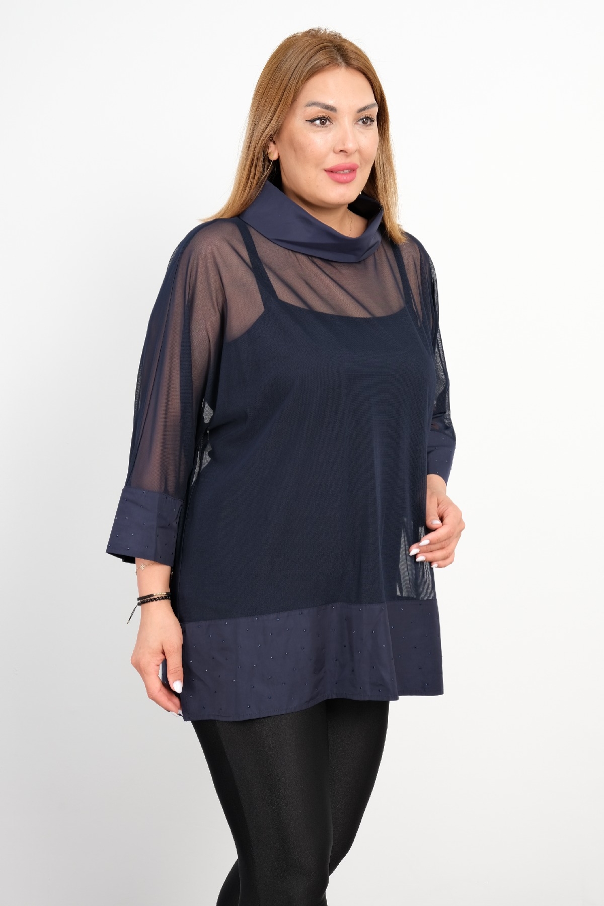 Plus Size Tunic-Dark Blue