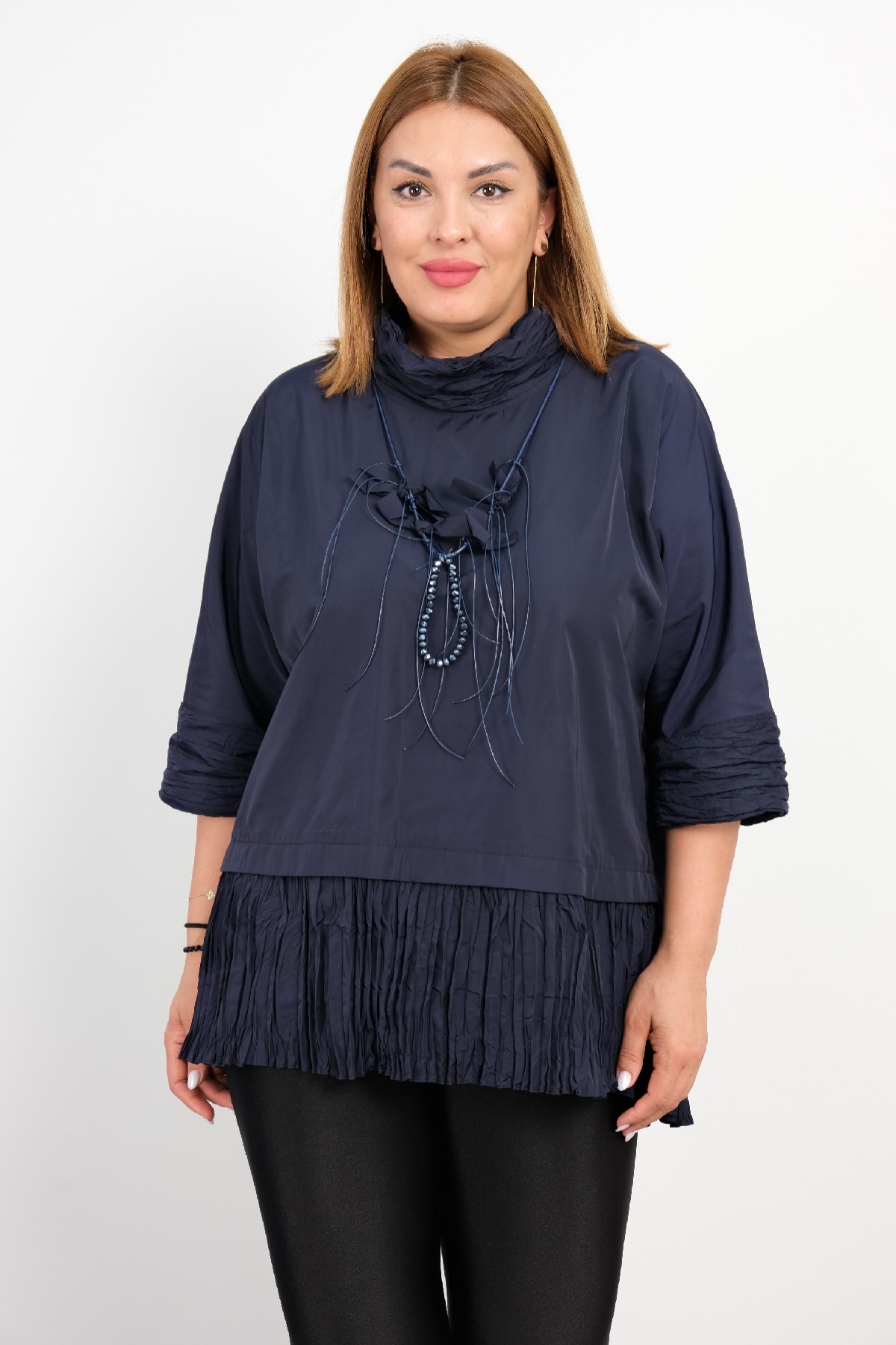 Plus Size Blouse-Dark Blue