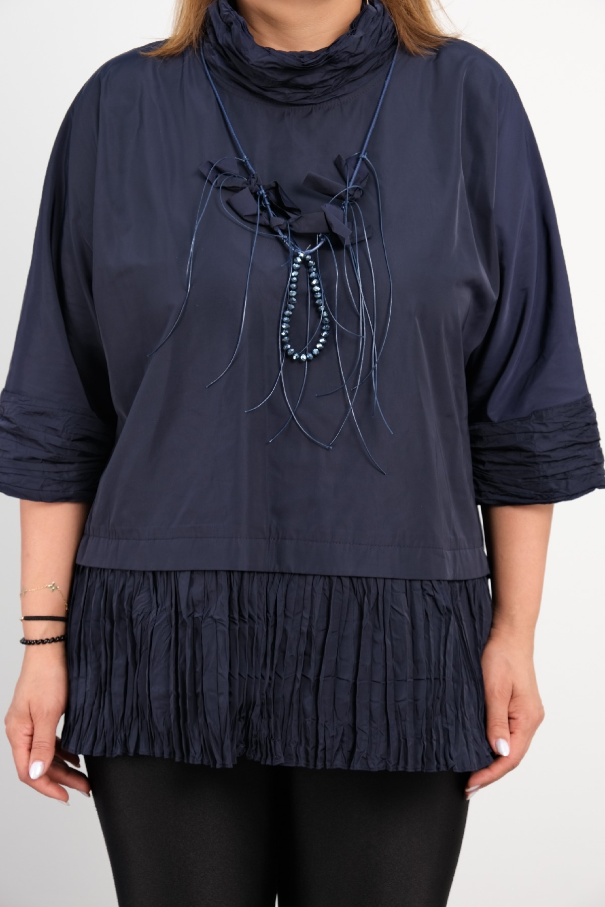 Plus Size Blouse-Dark Blue