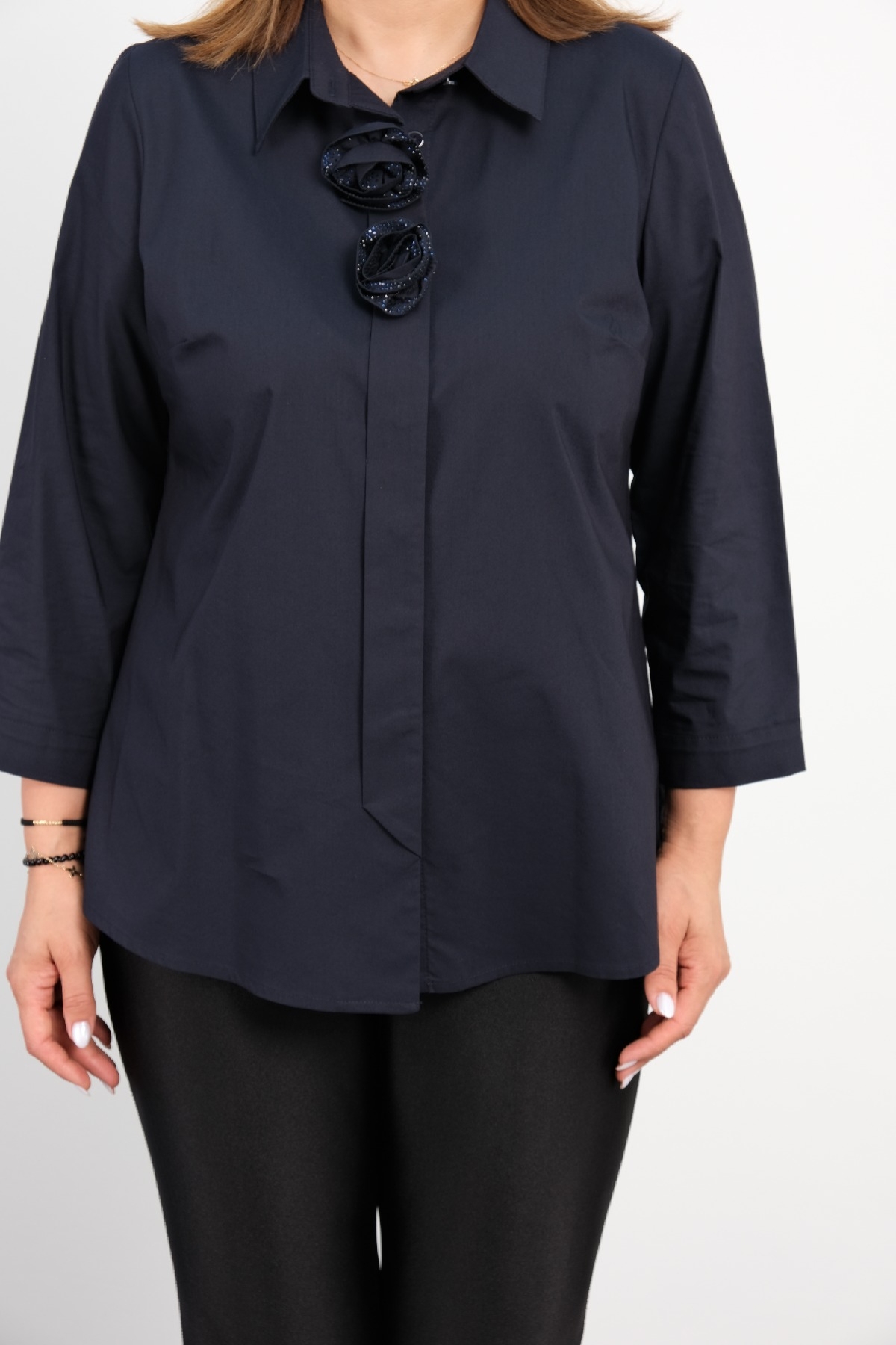 Plus Size Blouse-Dark Blue