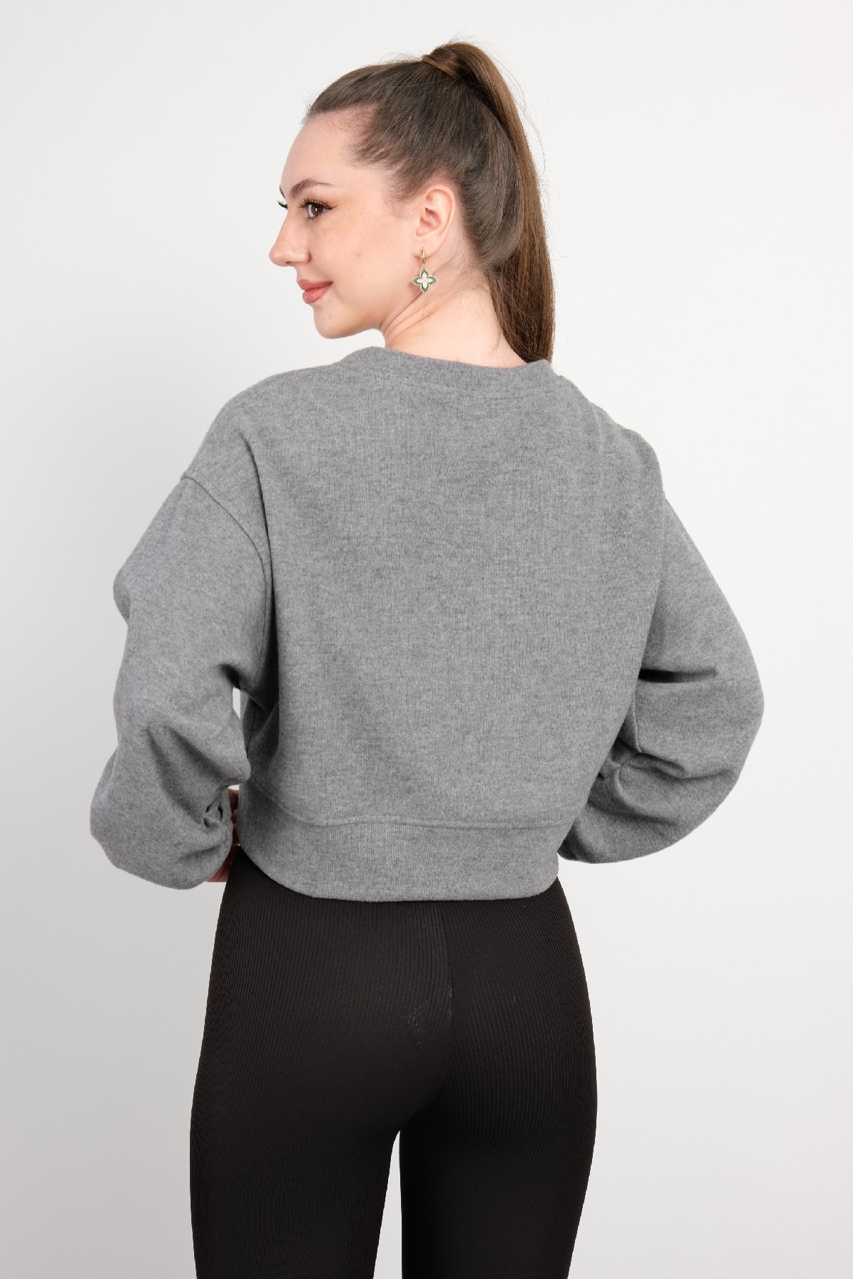 Crop Sweatshirt-Grey