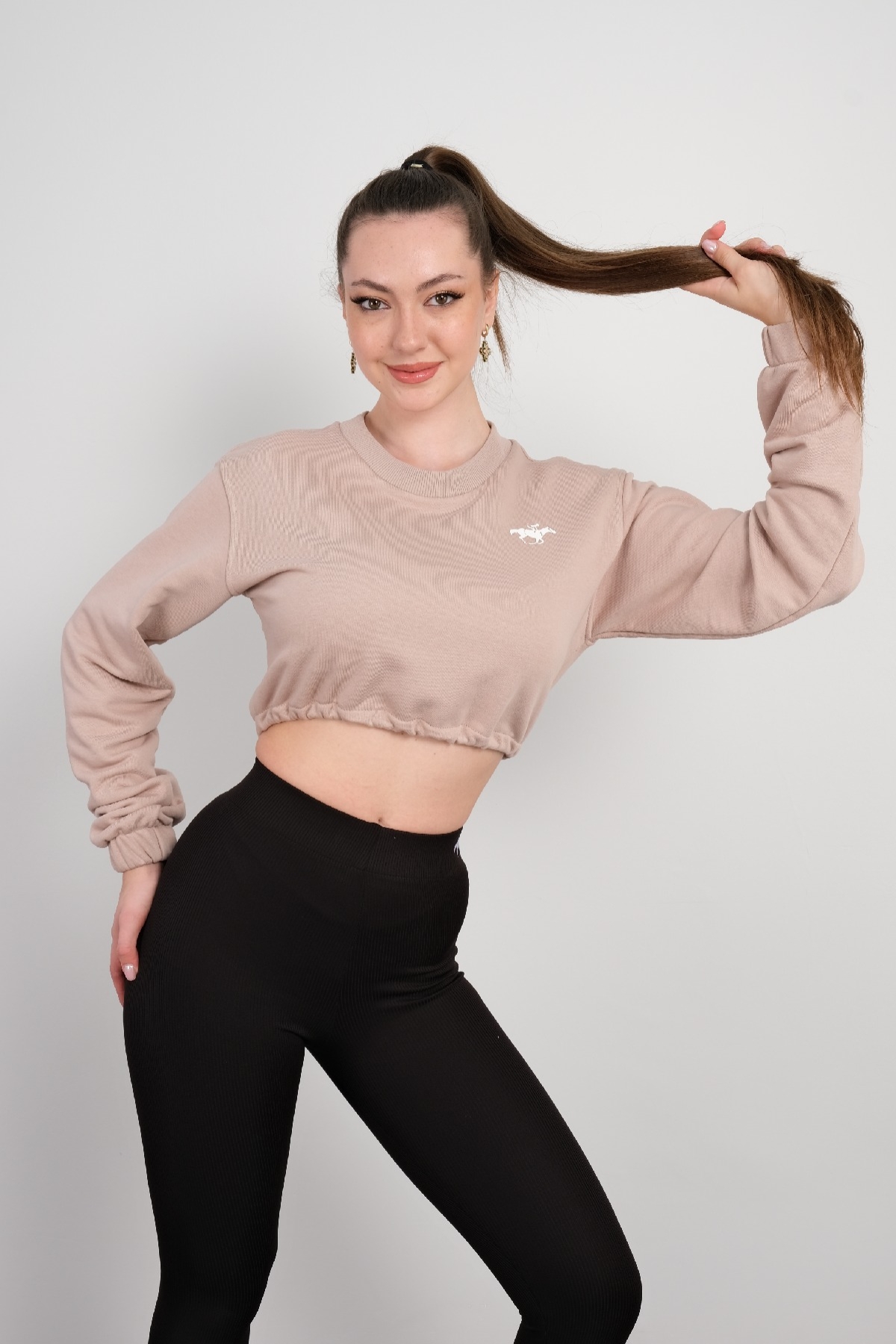 Crop Sweatshirt-Mink