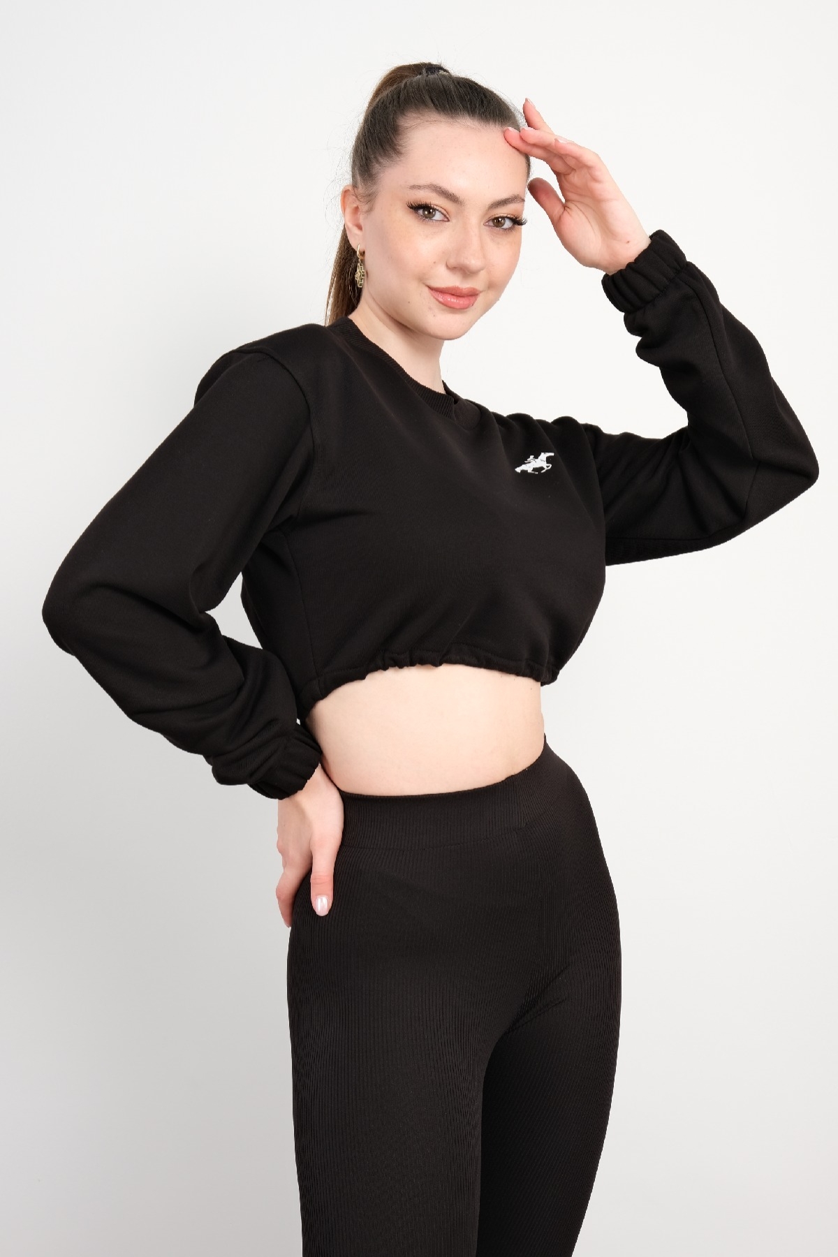 Crop Sweatshirt-Siyah