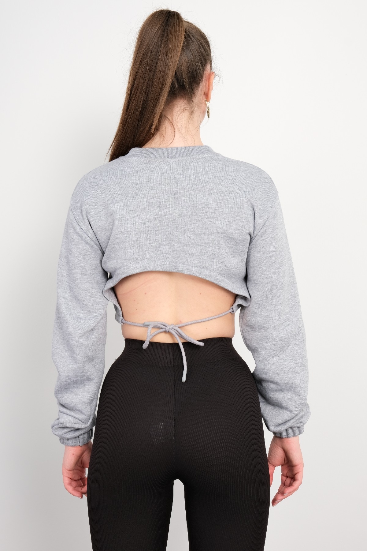 Crop Sweatshirt-Grey