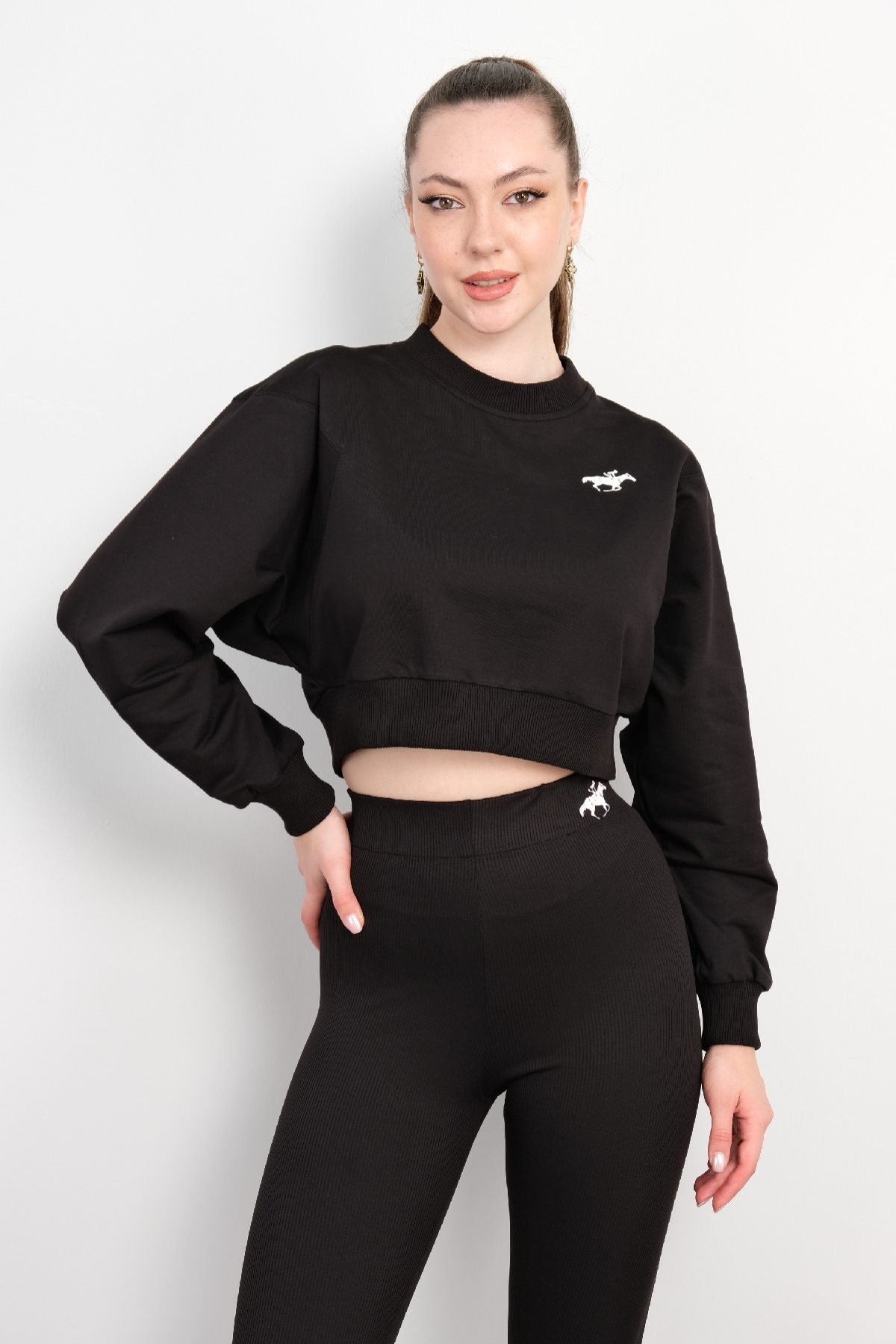 Crop Sweatshirt-Siyah