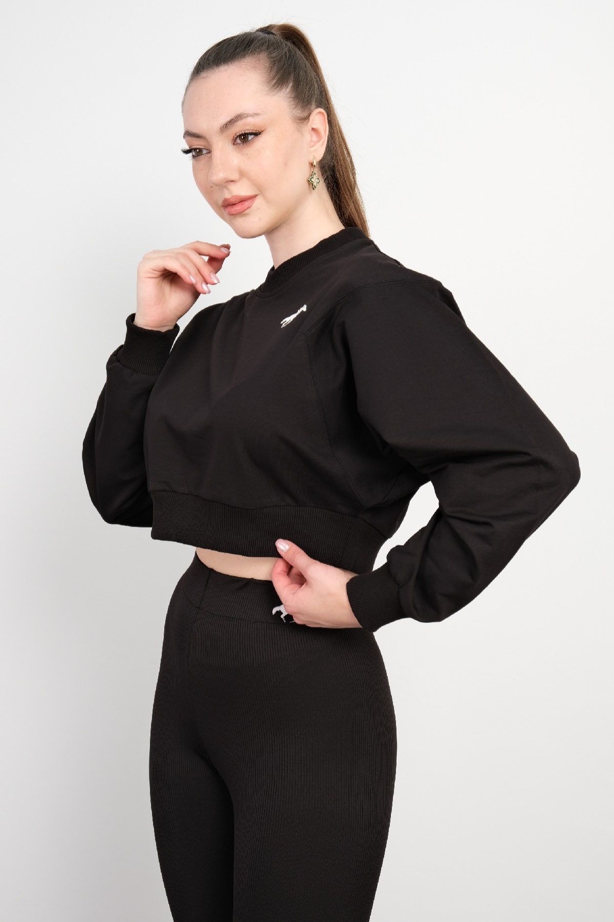 Crop Sweatshirt-Black