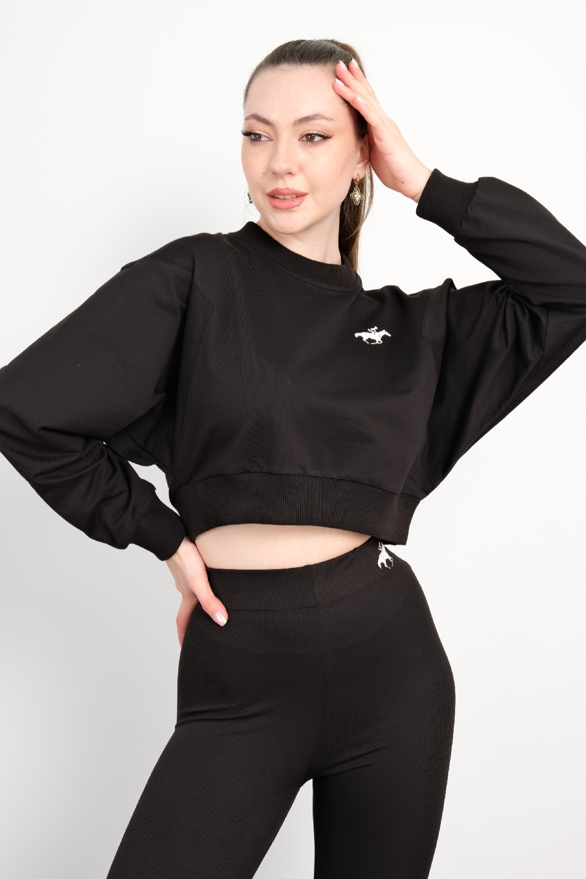 Crop Sweatshirt-Siyah