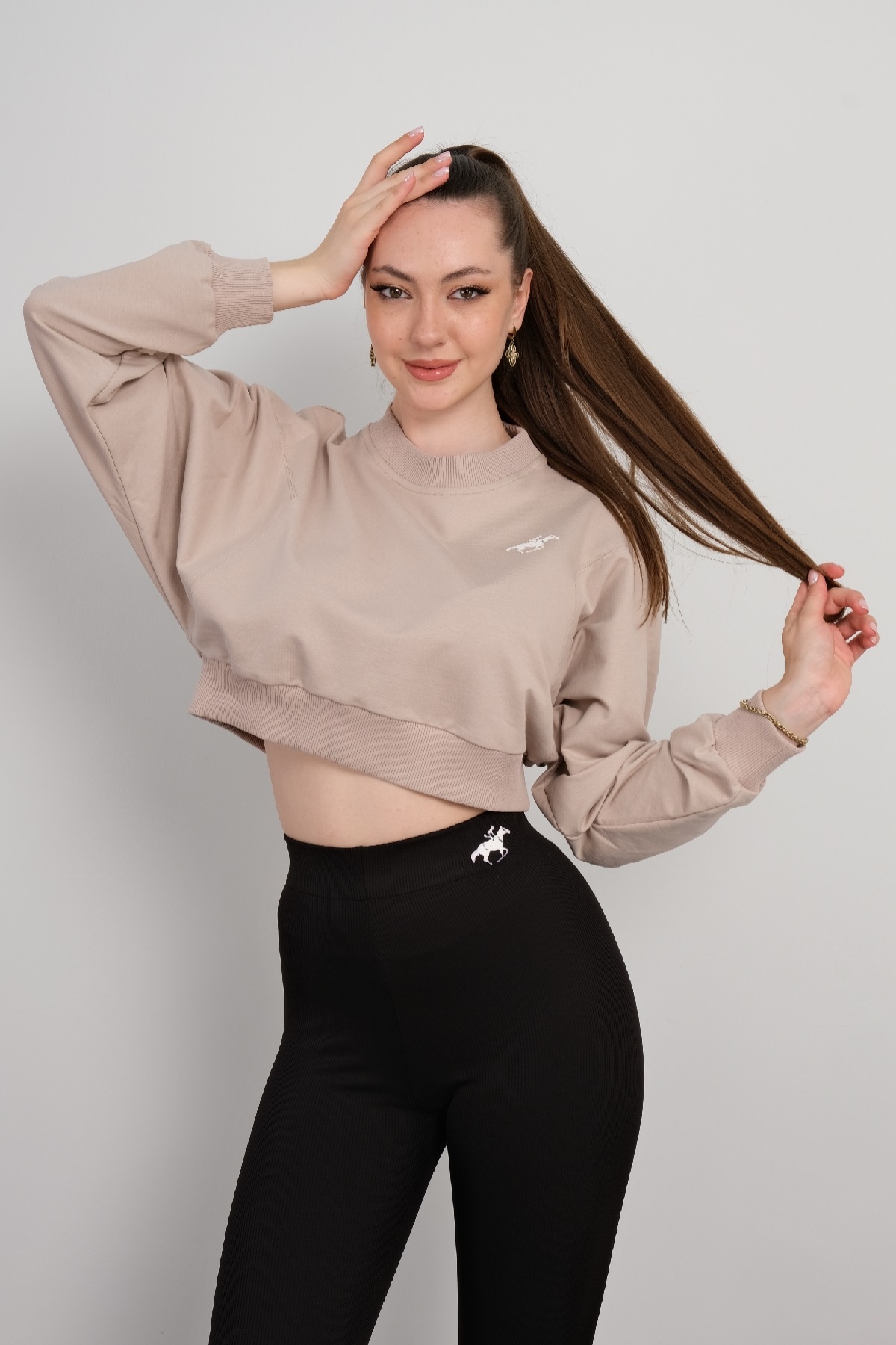 Crop Sweatshirt-Bej