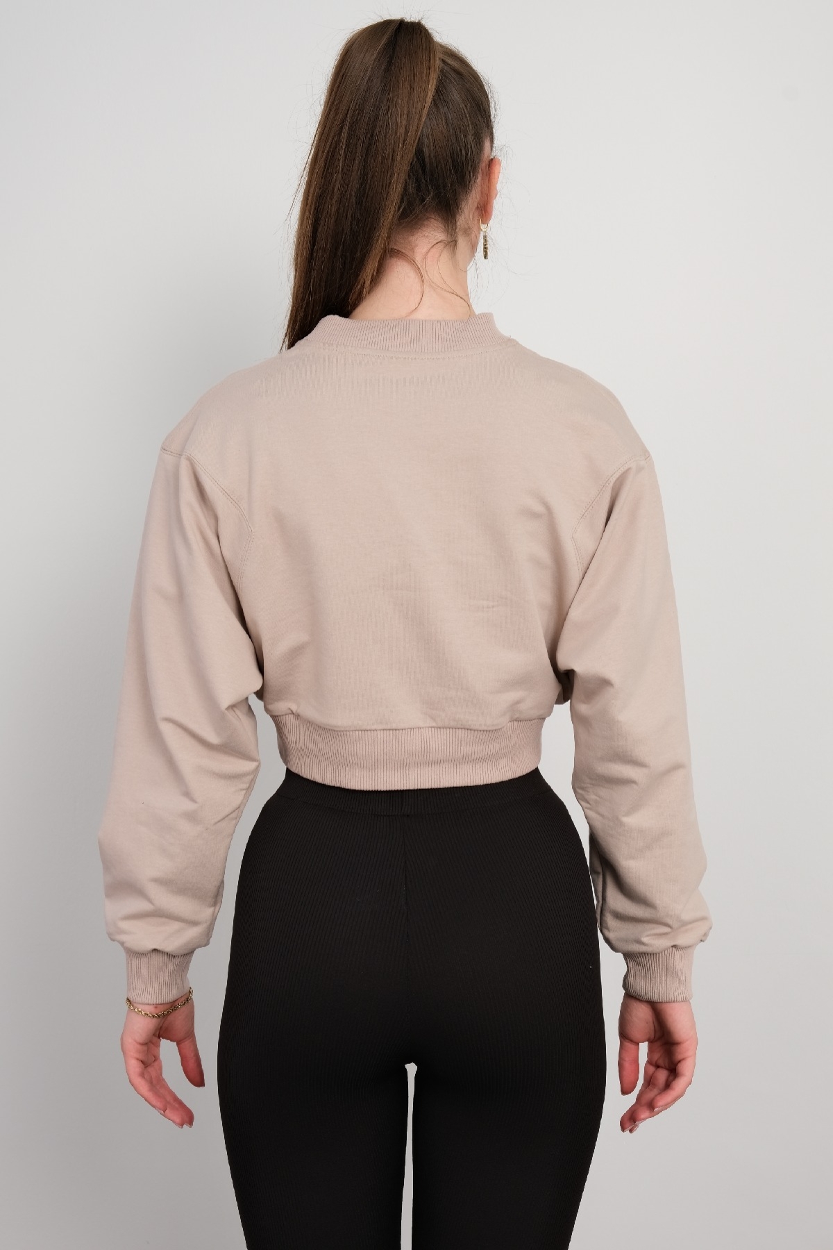 Crop Sweatshirt-Bej