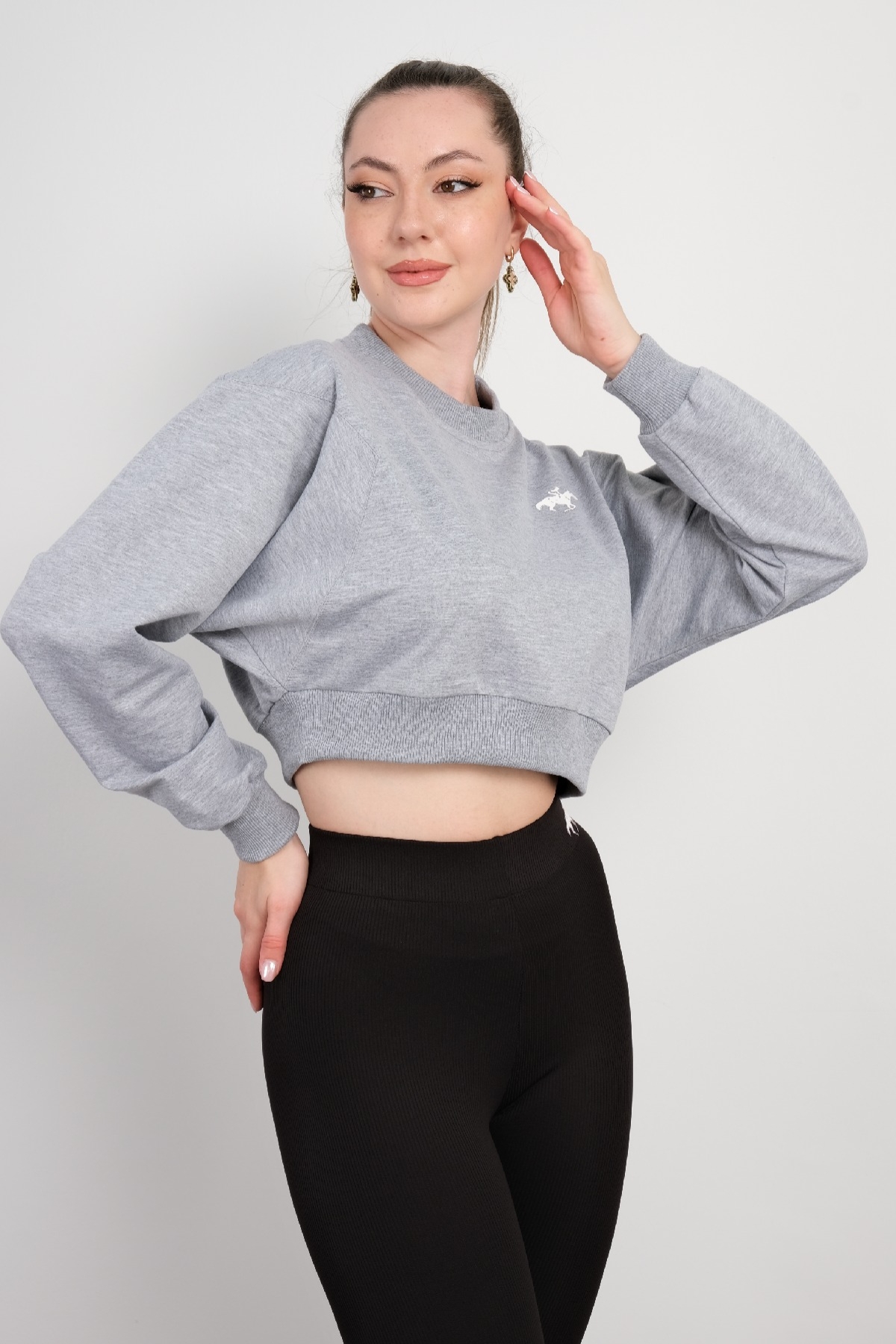 Crop Sweatshirt-Grey