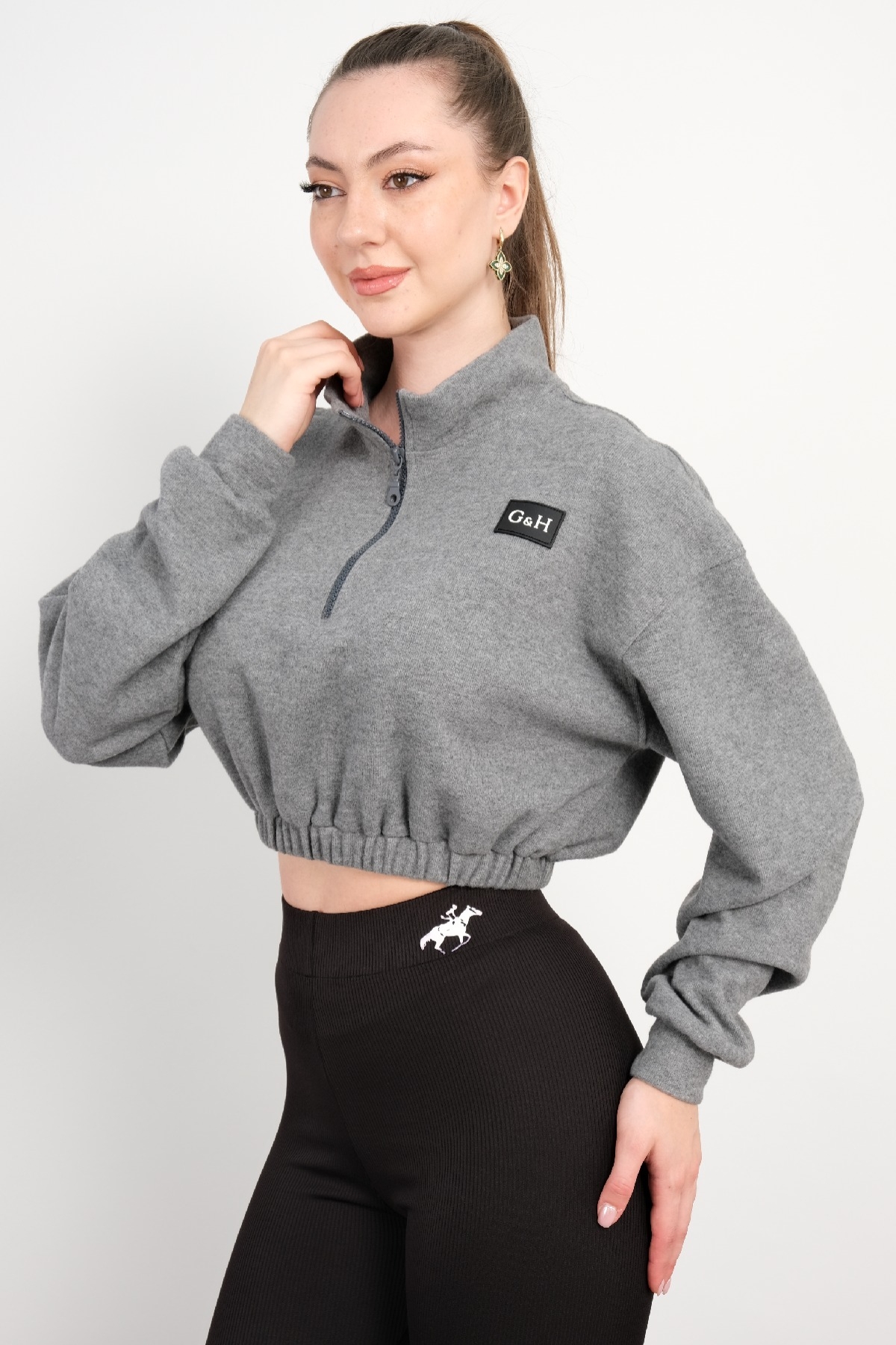 Crop Sweatshirt-Grey