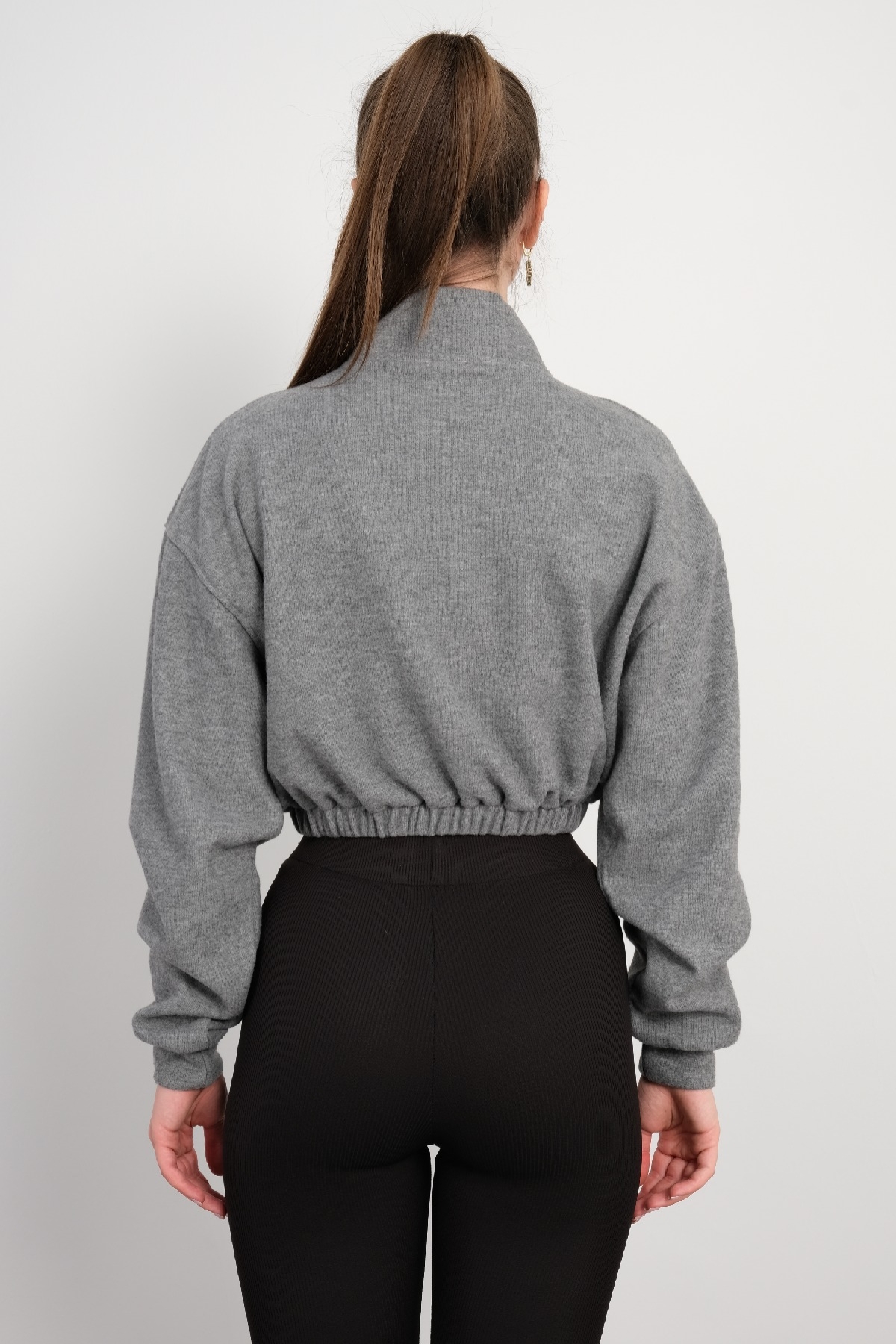 Crop Sweatshirt-Grey