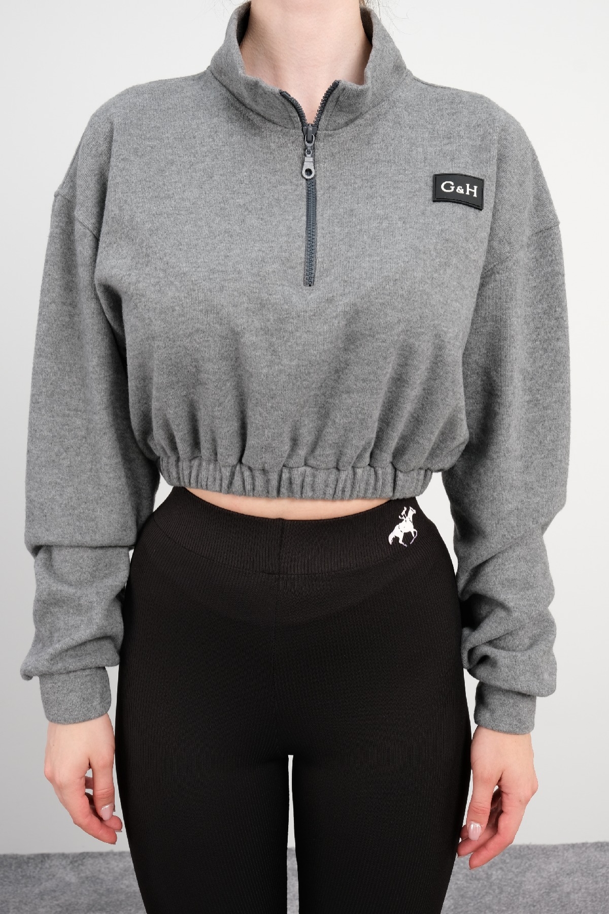 Crop Sweatshirt-Grey