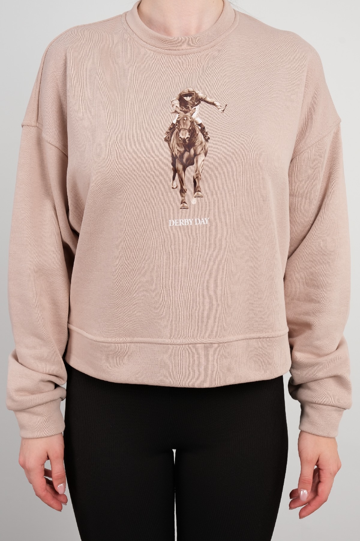 Yuvarlak Yaka Sweatshirt-Vizon