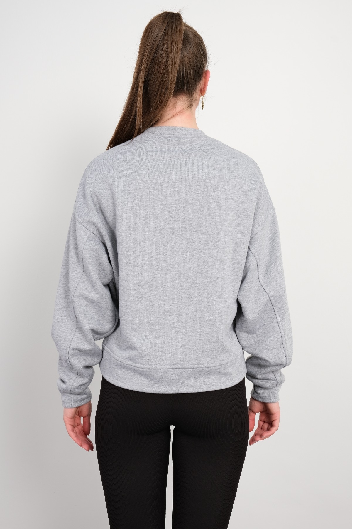 Yuvarlak Yaka Sweatshirt-Gri