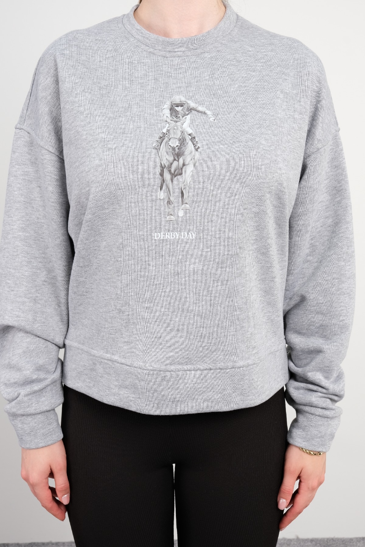 Yuvarlak Yaka Sweatshirt-Gri