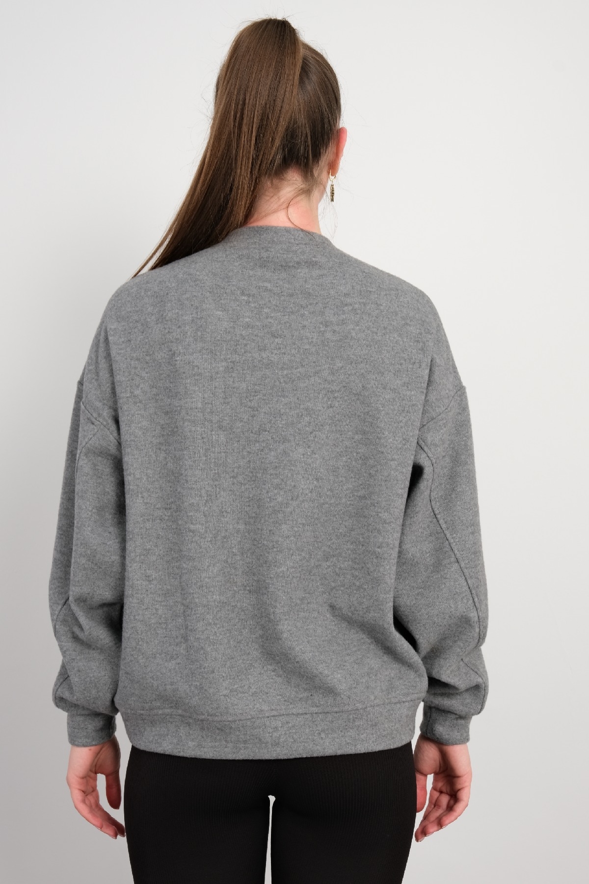 Yuvarlak Yaka Sweatshirt-Gri