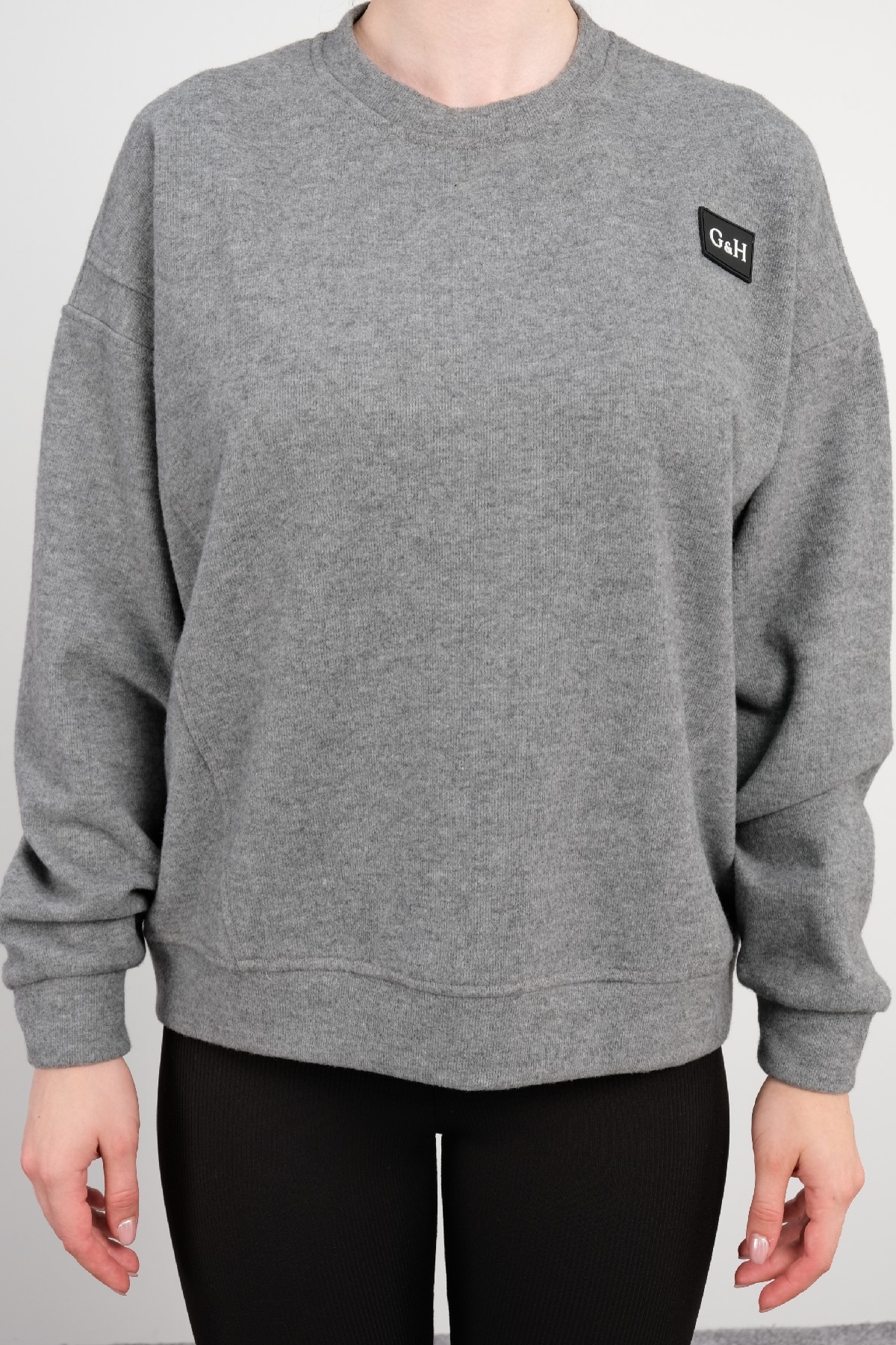 Yuvarlak Yaka Sweatshirt-Gri